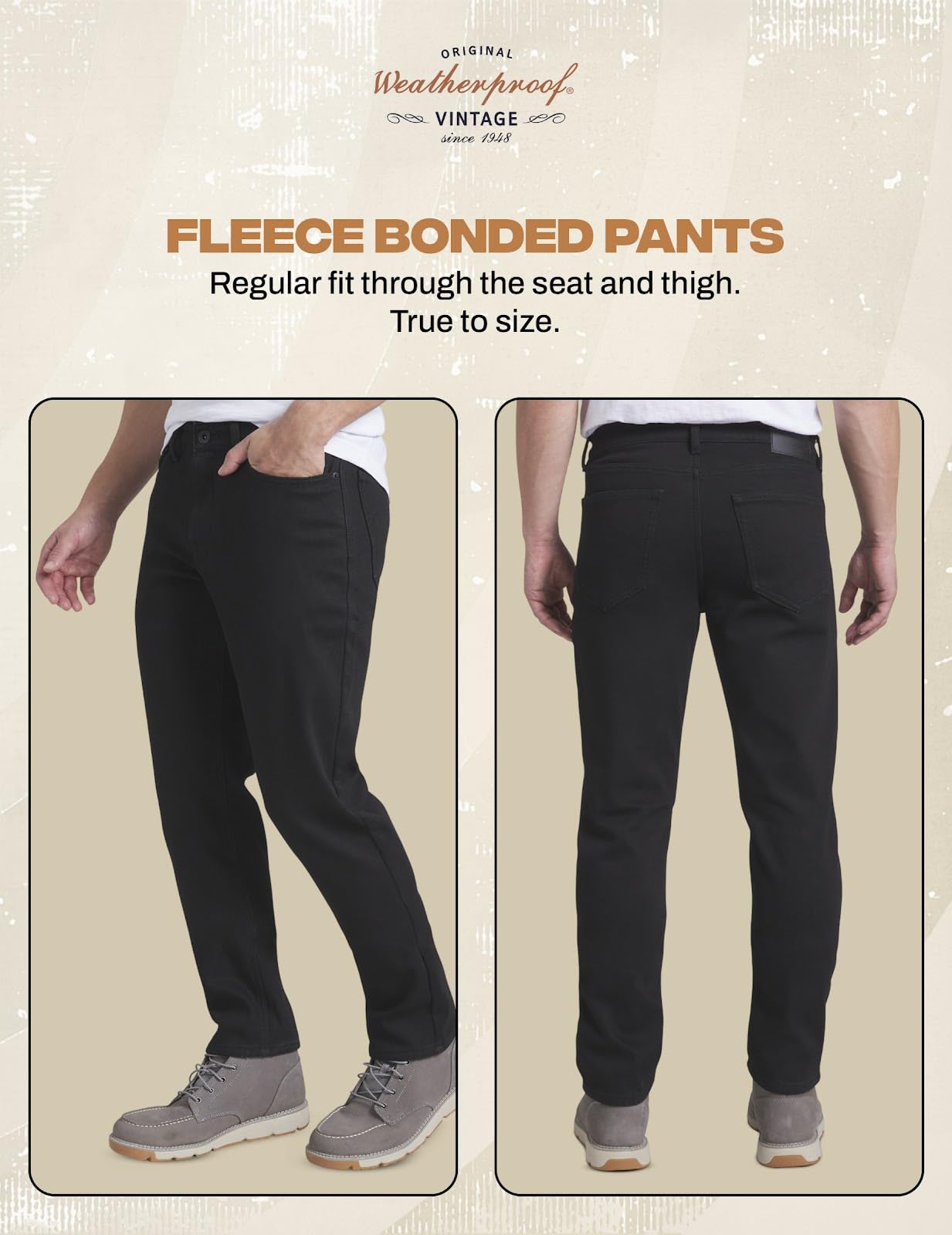 Weatherproof Vintage Fleece Lined Jeans Men - Regular Fit | Soft & Warm, Cold Weather Insulated Fleece Winter Pants for Men