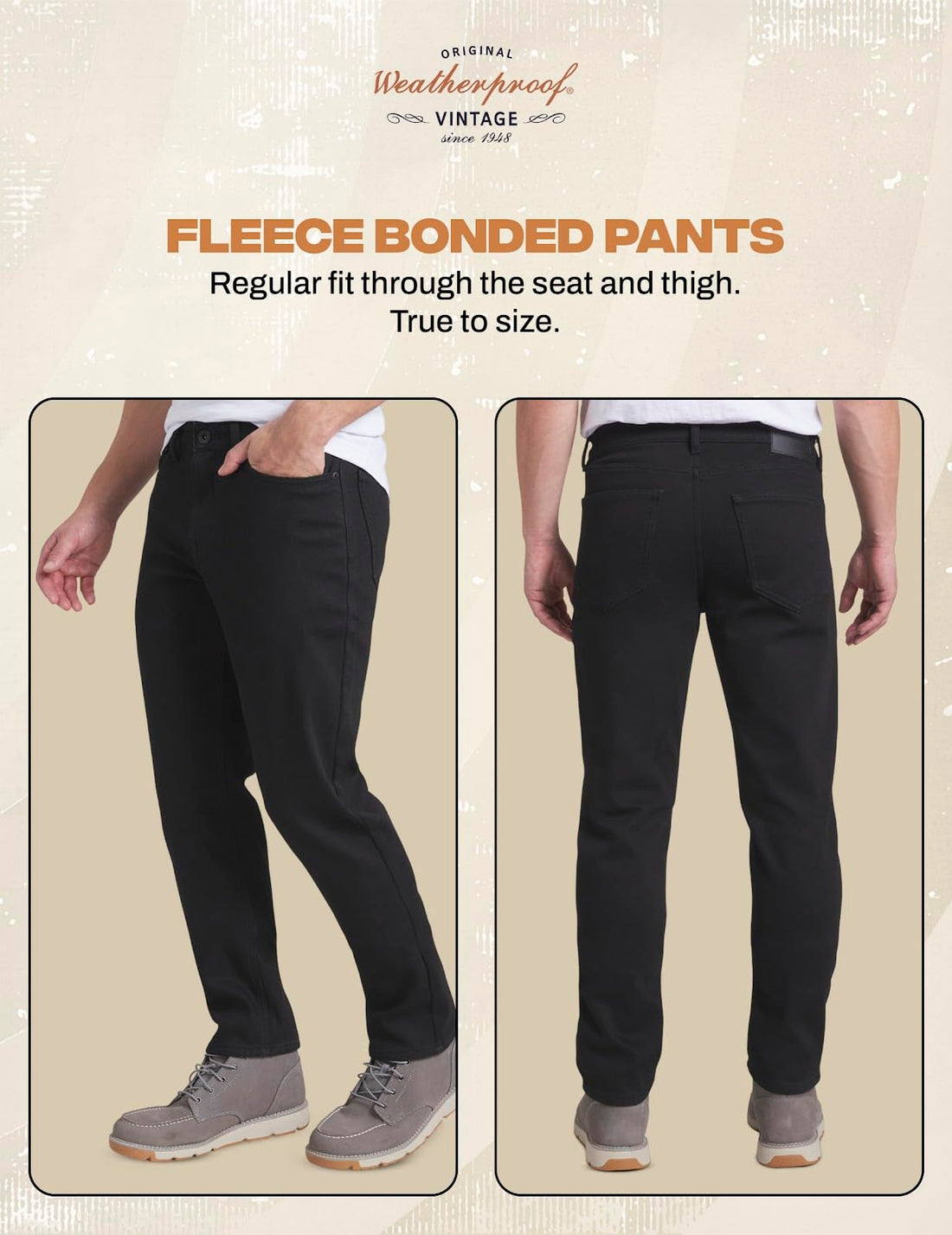 Weatherproof Vintage Fleece Lined Jeans Men - Regular Fit | Soft & Warm, Cold Weather Insulated Fleece Winter Pants for Men