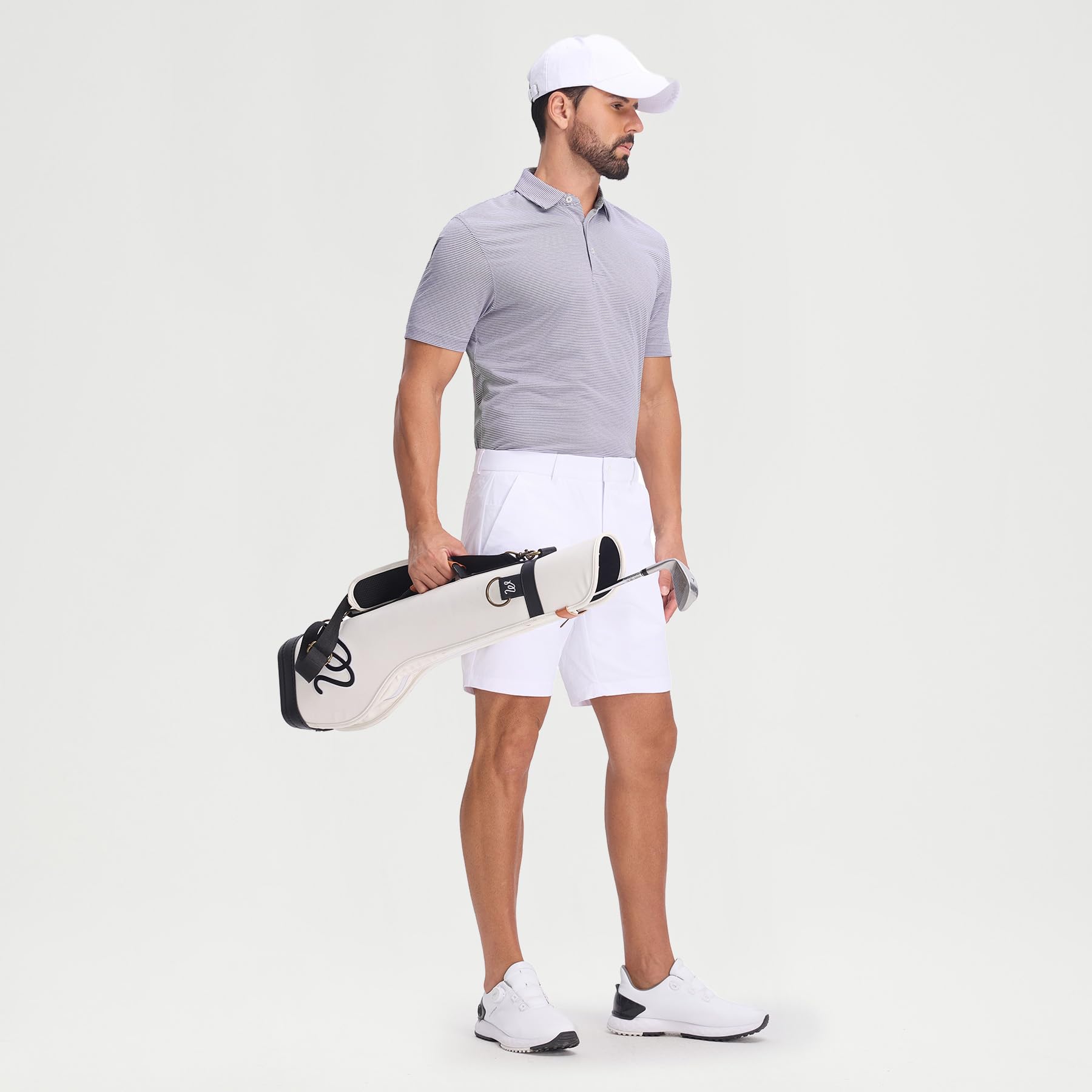 M MAELREG Men's Jacquard Stripe Golf Shirts Quick Dry Performance Short Sleeve Moisture Wicking Polo Shirt for Men