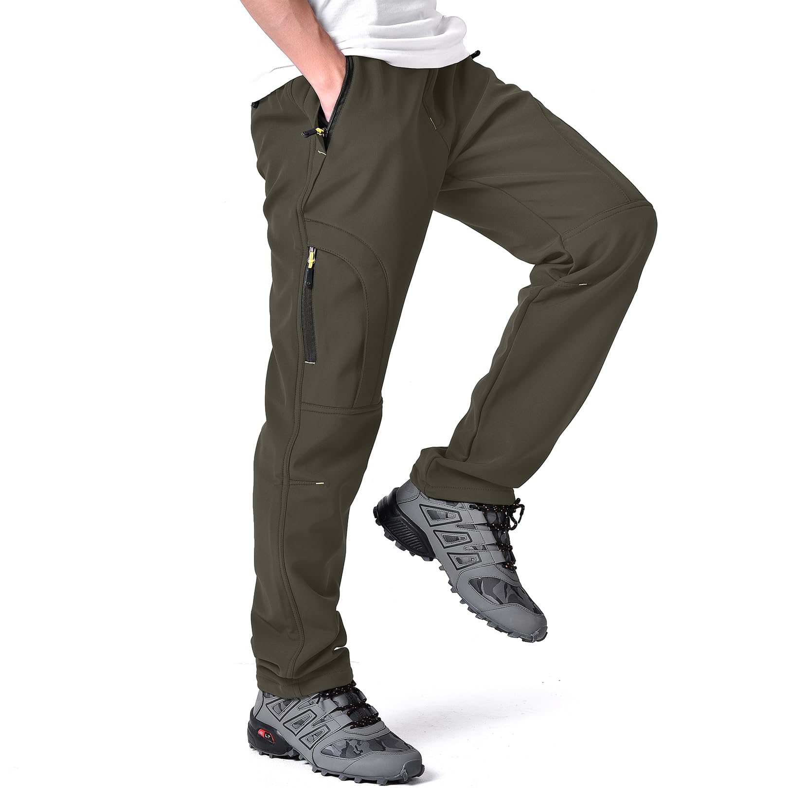 Toomett Men's hiking Snow Pants Skiing Winter Insulated Fleece lined Outdoor Water Repellent camping,walking,fishing