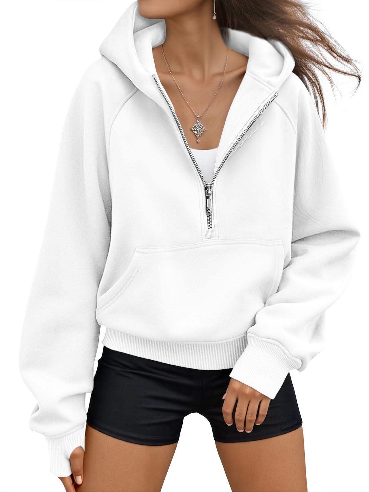 AUTOMET Womens Hoodies Half Zip Up Casual Comfort Fall Clothes 2026 | Fleece lined, hooded, jackets with pockets, travel airport Outfits, y2k sweatshirts, cute loung wear, winter sweaters