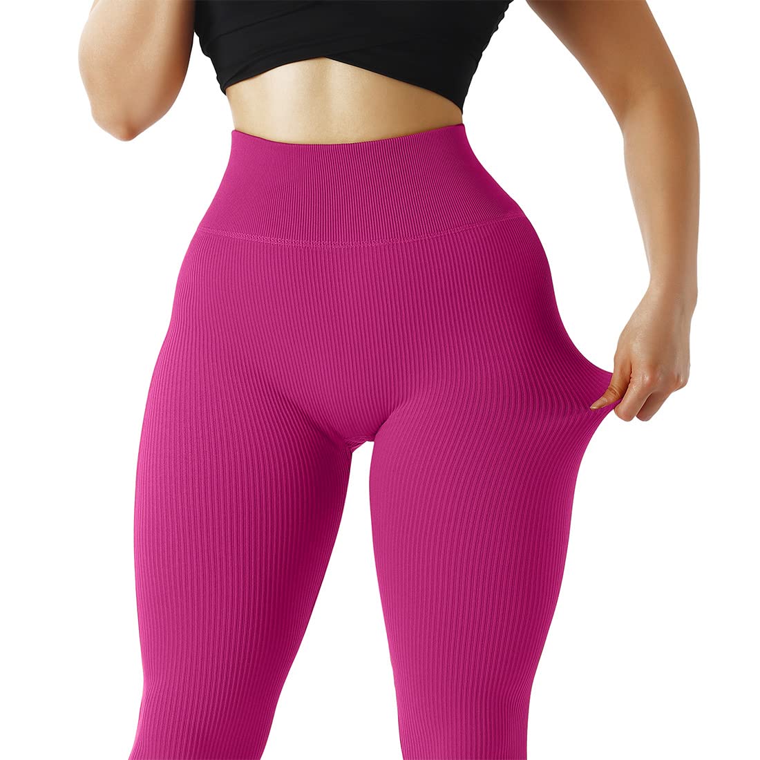 SUUKSESS Women Ribbed Seamless Leggings High Waisted Workout Gym Yoga Pants