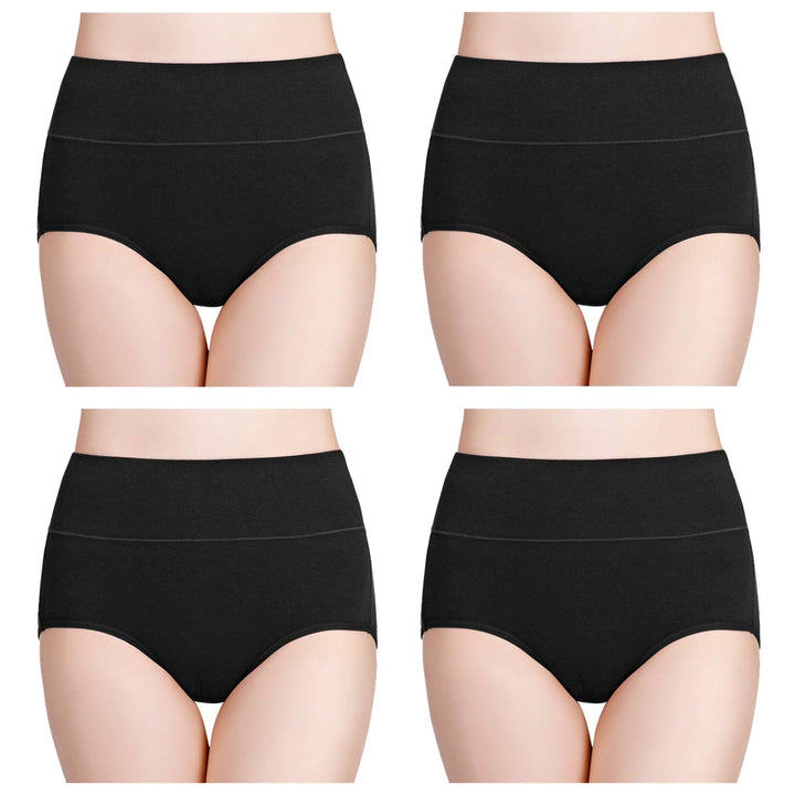 wirarpa Women's Cotton Underwear High Waisted Ladies Panties Full Coverage Briefs 4 Pack (Regular & Plus Size)
