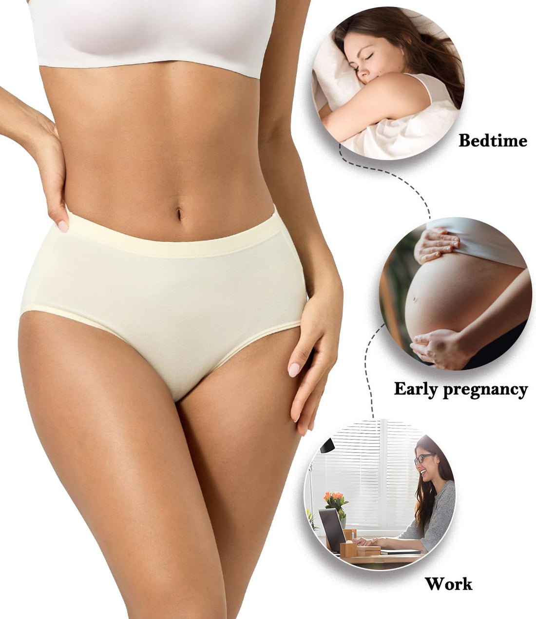 wirarpa Women's Cotton Underwear Full Coverage Cotton Briefs 5 Pack