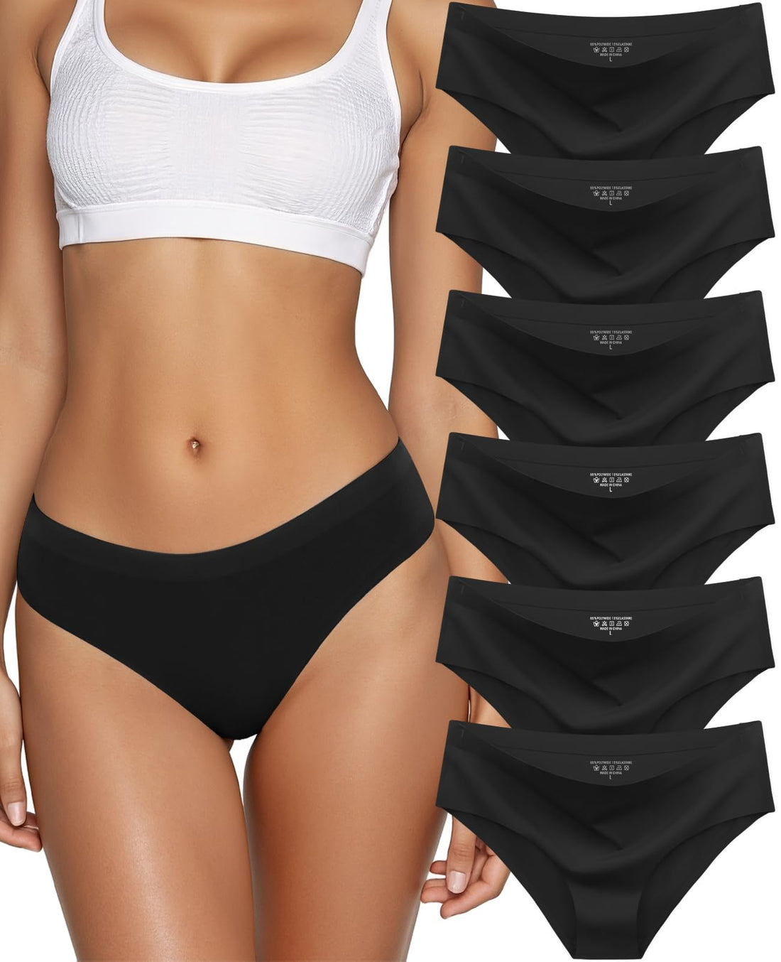 Seamless Underwear for Women No Show Hipster Bikini Panties Low Rise Cheeky Breathable Soft Invisible Briefs 6 Pack