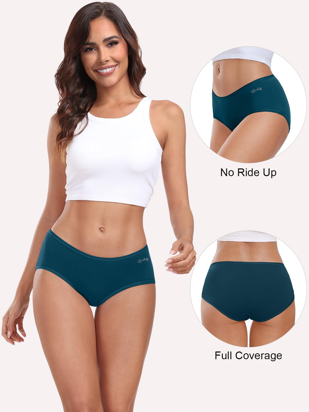 coskefy Womens Underwear Cotton Hipster Panties,Low Rise Breathable,6 Pack