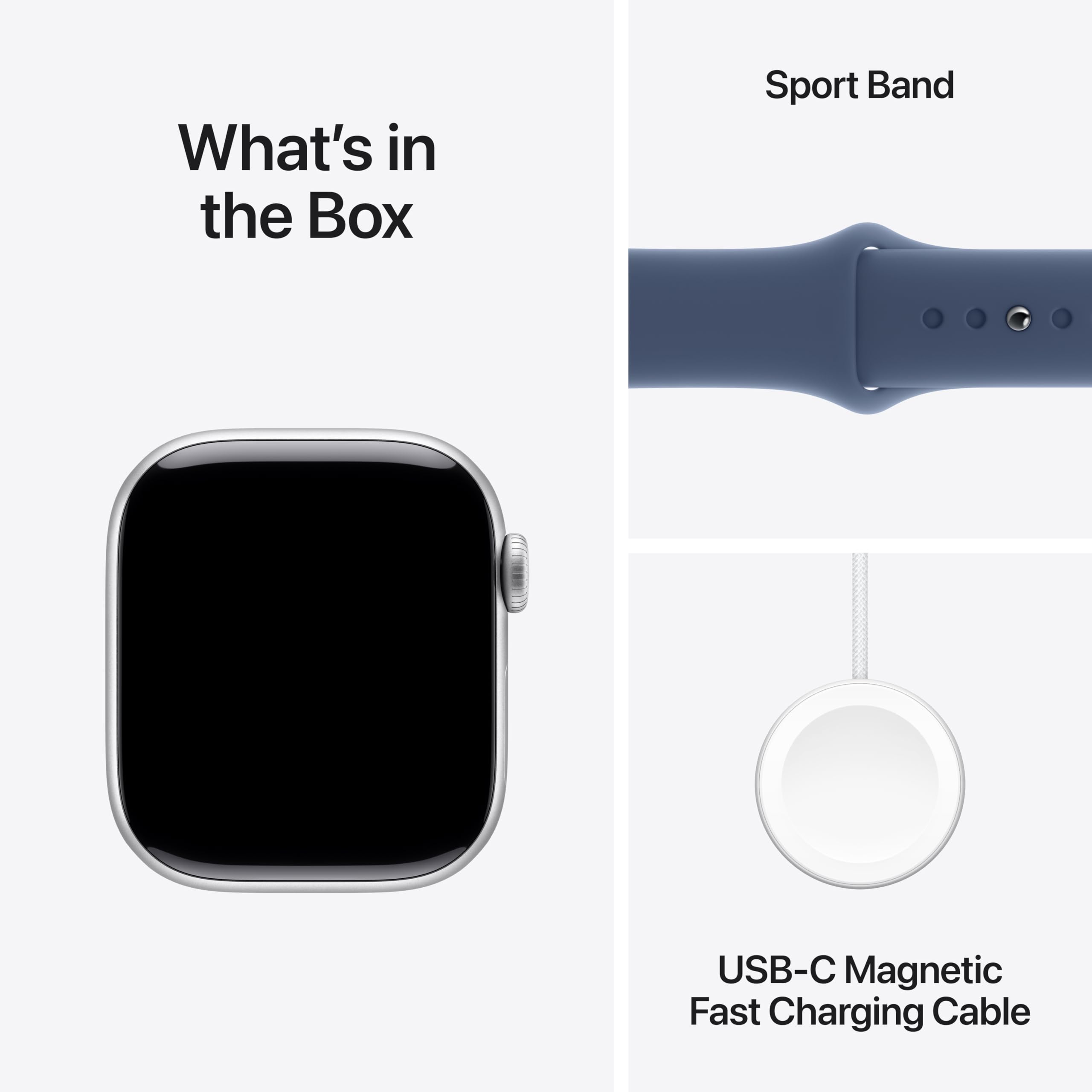 Apple Watch Series 10 [GPS 42mm case] Smartwatch with Silver Aluminum Case with Blue Cloud Sport Loop. Fitness Tracker, ECG App, Always-On Retina Display, Carbon Neutral