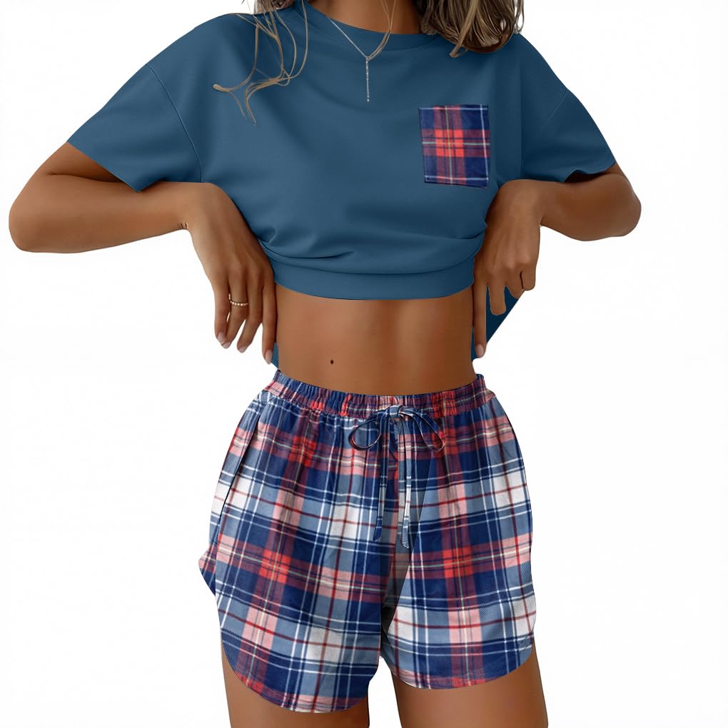 Ekouaer Womens Pajama Sets Sexy Lounge Sets Side Split Short Pj Sets