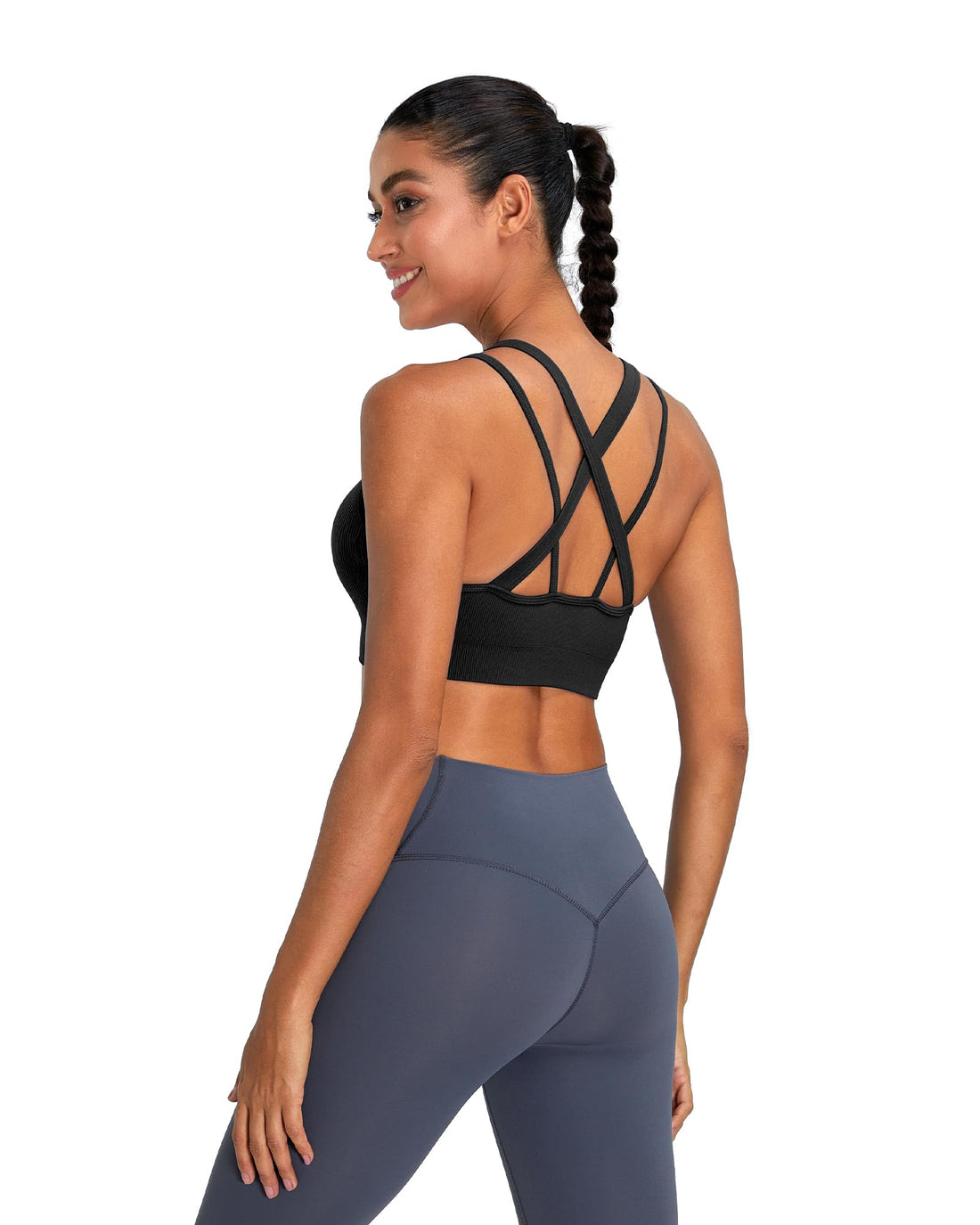 Sports Bras for Women HIigh Support, Criss-Cross Back Padded Strappy High Impact Sports Bras for Women Large Bust