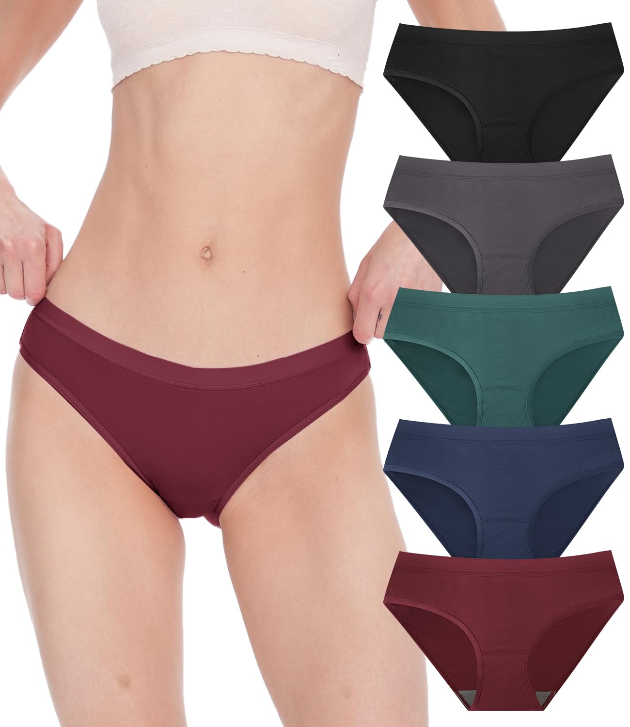 BAMBOO COOL Womens Underwear Bikini Underpants Hipster Ladies Panties Soft Stretch Breathable Panties for Women, 5-Pack
