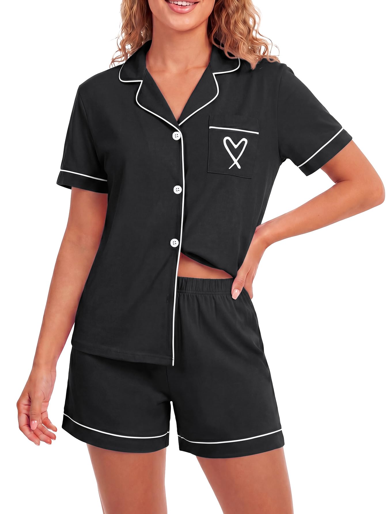 LYANER Women's Heart Print Pajamas Sets