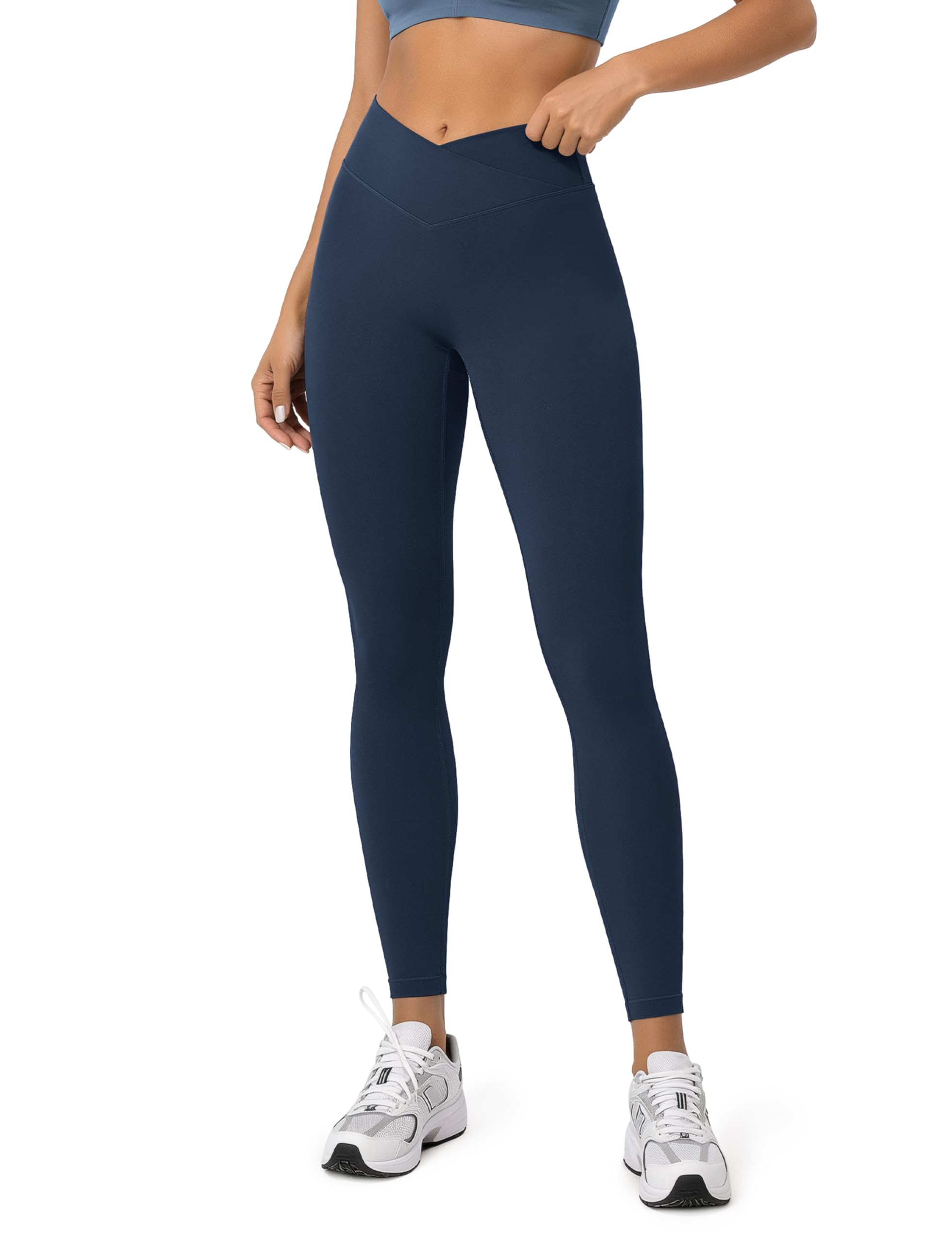 ODODOS Hidden Scrunch Butt Lifting Crossover Leggings for Women - 25" / 27" / 29" No Front Seam High Waist Yoga Pants