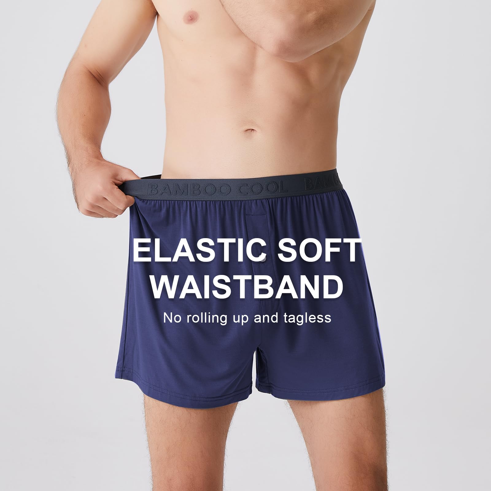 BAMBOO COOL Mens Boxer Shorts Underwear Soft Comfortable Breathable Knit Boxers Short for Men (3 or 5 Pack)