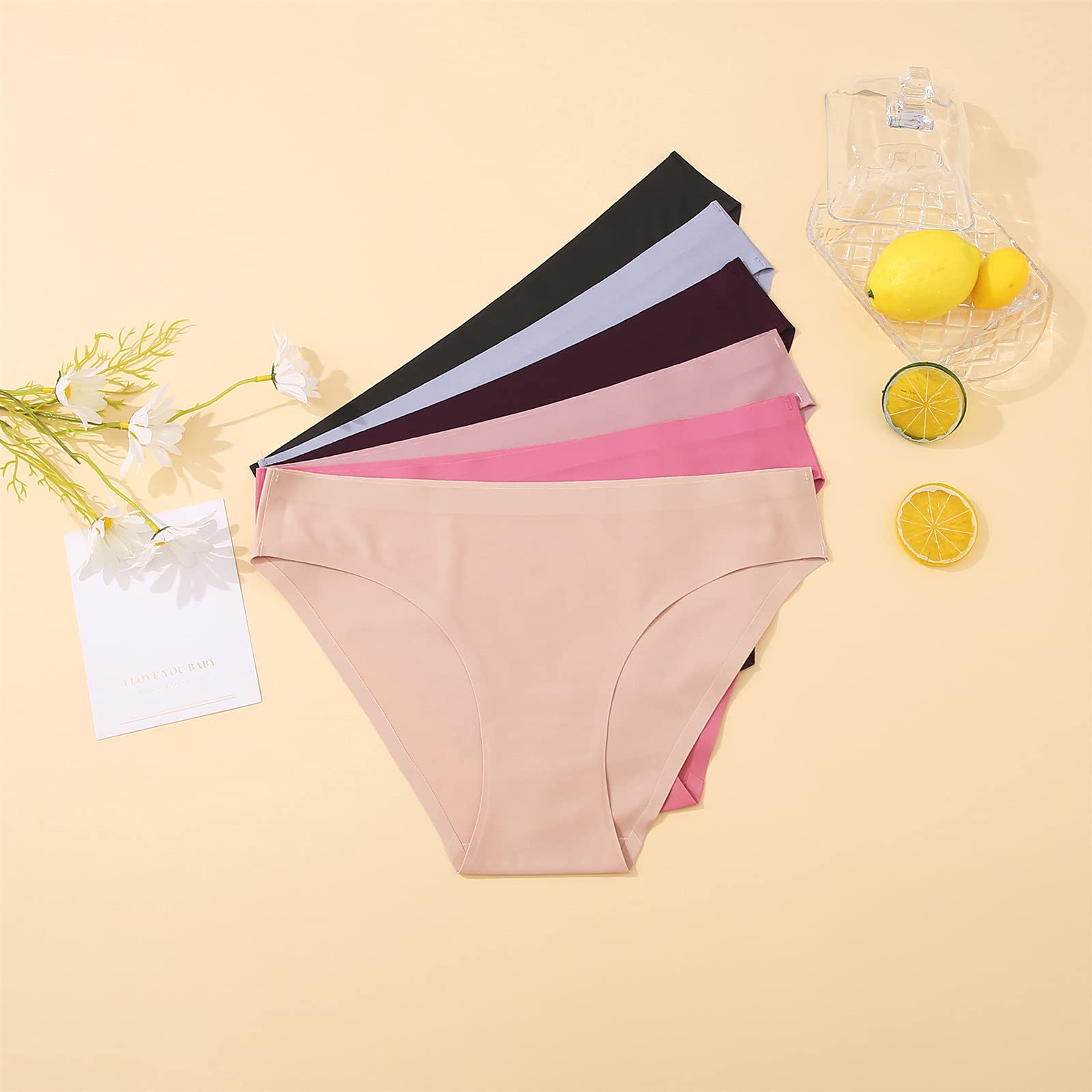 FINETOO 12Pack Womens Seamless Underwear No Show Cheeky Panties Invisibles Briefs Soft Stretch Bikini Hipster XS-XL