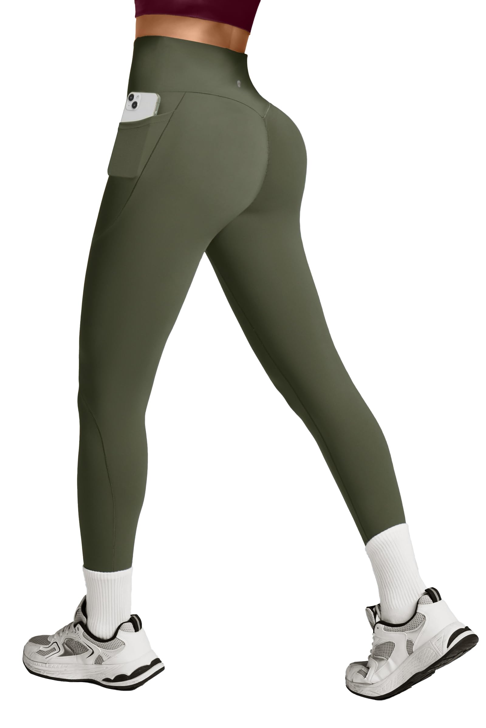 Heathyoga Scrunch Butt Lifting Leggings with Pockets for Women Tummy Control Compression Leggings No Front Seam Yoga Pants