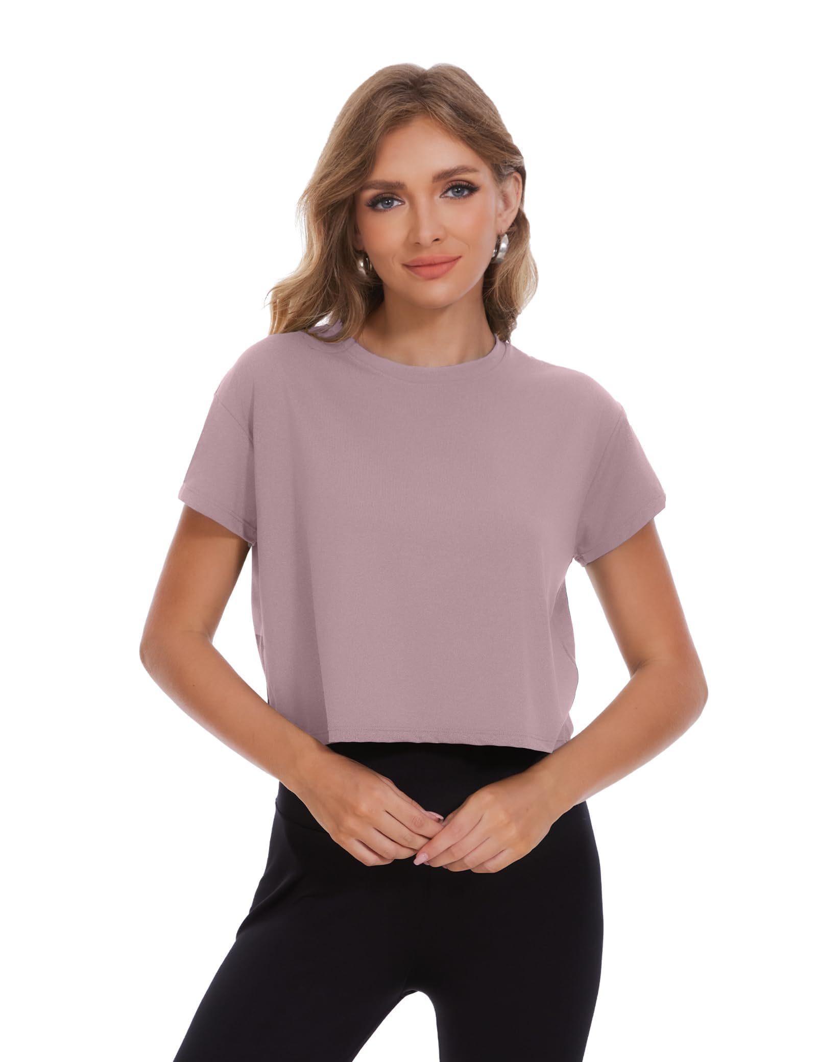 Dalavch 4/6 Pack Women's Crop Top Short Sleeve Athletic Workout Loose Fit | Sports, Exercise, Yoga, Running, Hiking, Gym, Boxy, Baggy, Casual, Tees, Activewear, Cropped, T-Shirts