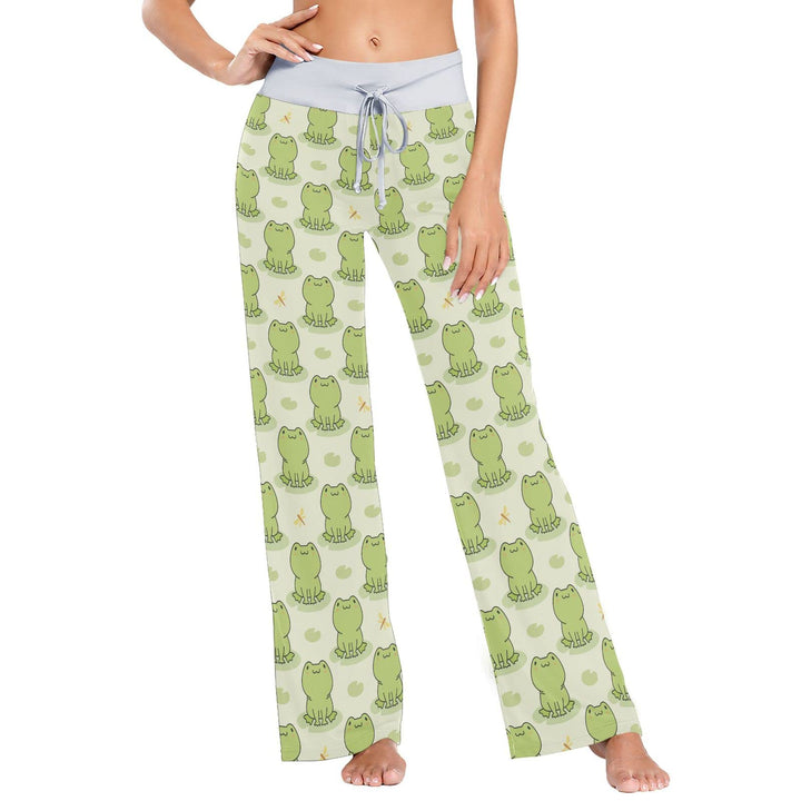 Womens Pajama Pants Soft Sleepwear Drawstring Wide Leg Lounge Long Bottoms XS-XL