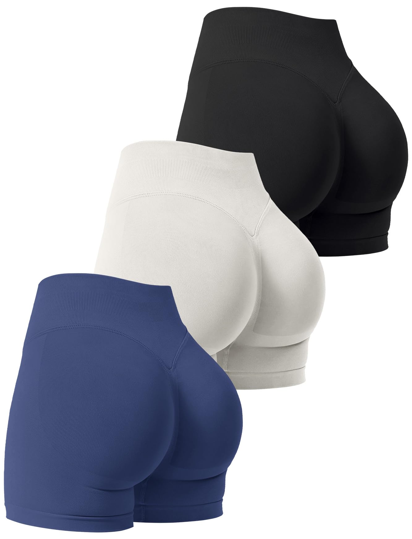 3 Pack Workout Gym Shorts Women Scrunch Butt Lifting Seamless High Waist Yoga Booty Shorts for Women