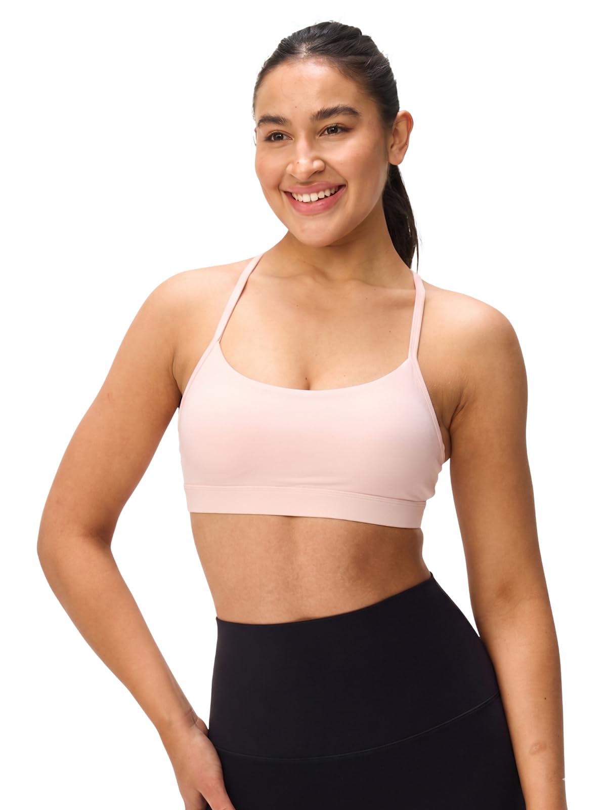 Womens Y Back Padded Sports Bra Strappy U Neck Butter Soft Low Impact Workout Bras Yoga Pilates Walking