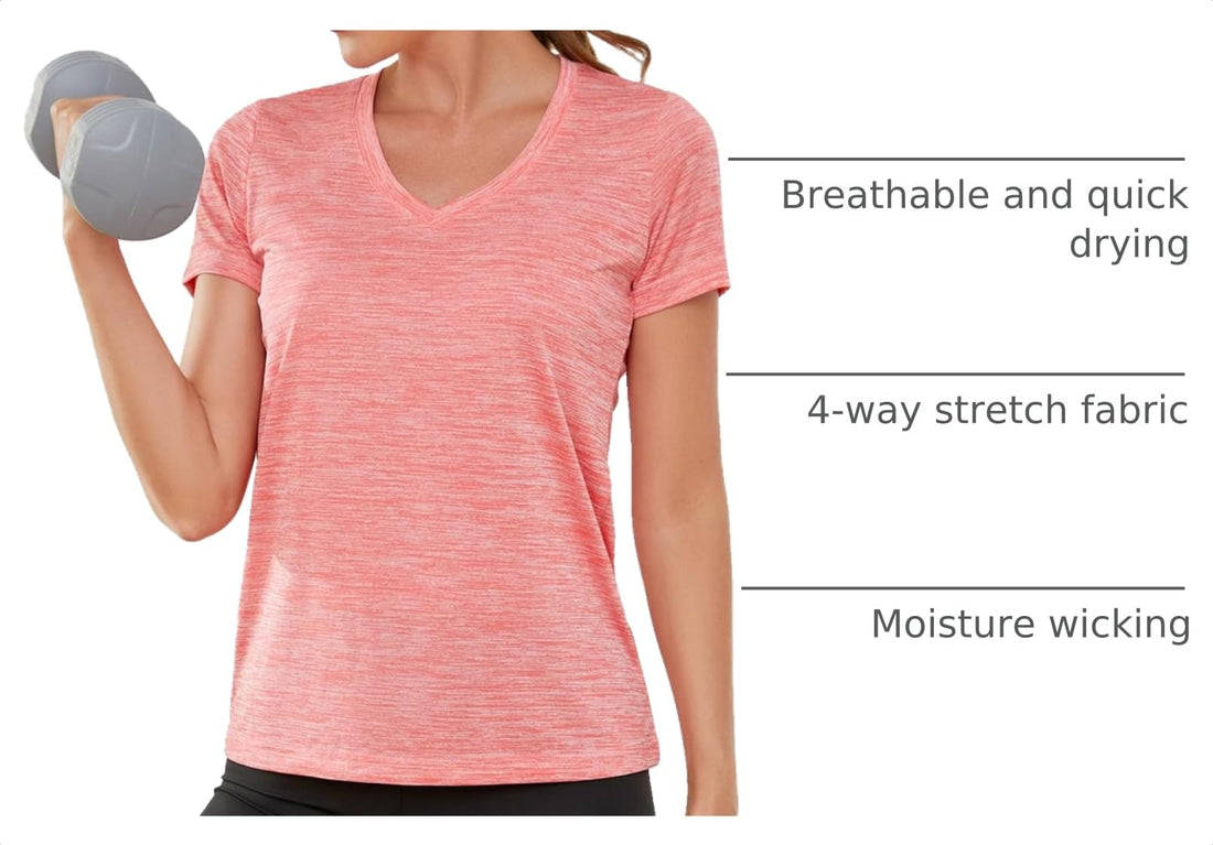 CE' CERDR 5/7 Pack Workout Shirts for Women, Moisture Wicking Quick Dry Active Athletic Women's Gym Performance T Shirts