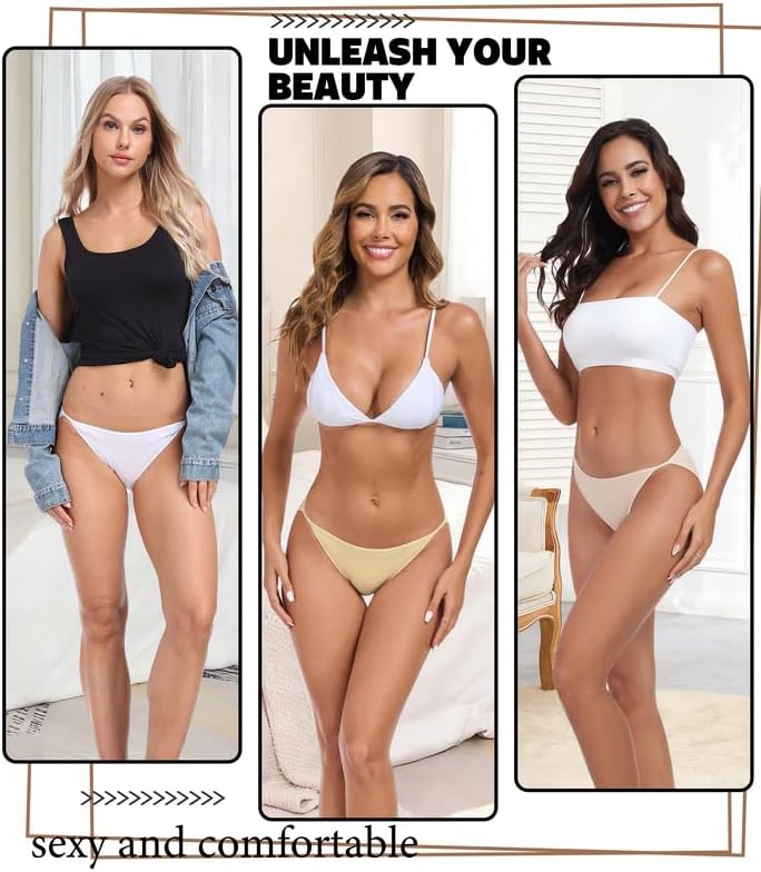 ANLIQI Women’s High Cut String Bikini Underwear Soft Modal Low Rise No Show Panties Plus Size Bikini Panties Multi Pack