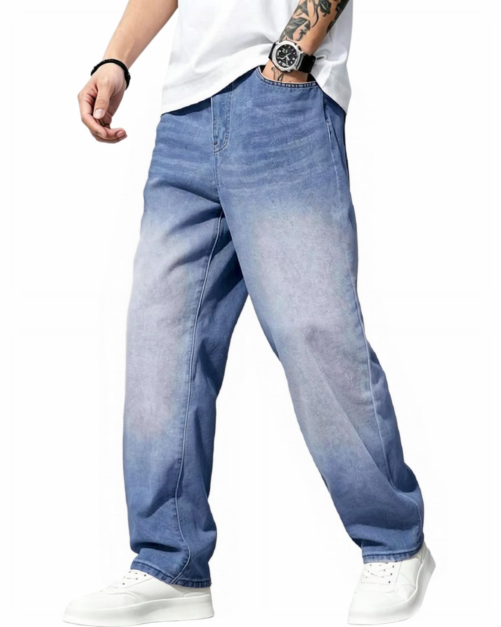 Baggy Jeans for Men Y2K Streetwear Vintage Wide Leg Loose Fit Denim Pants Hip Hop Skater Carpenter Jeans