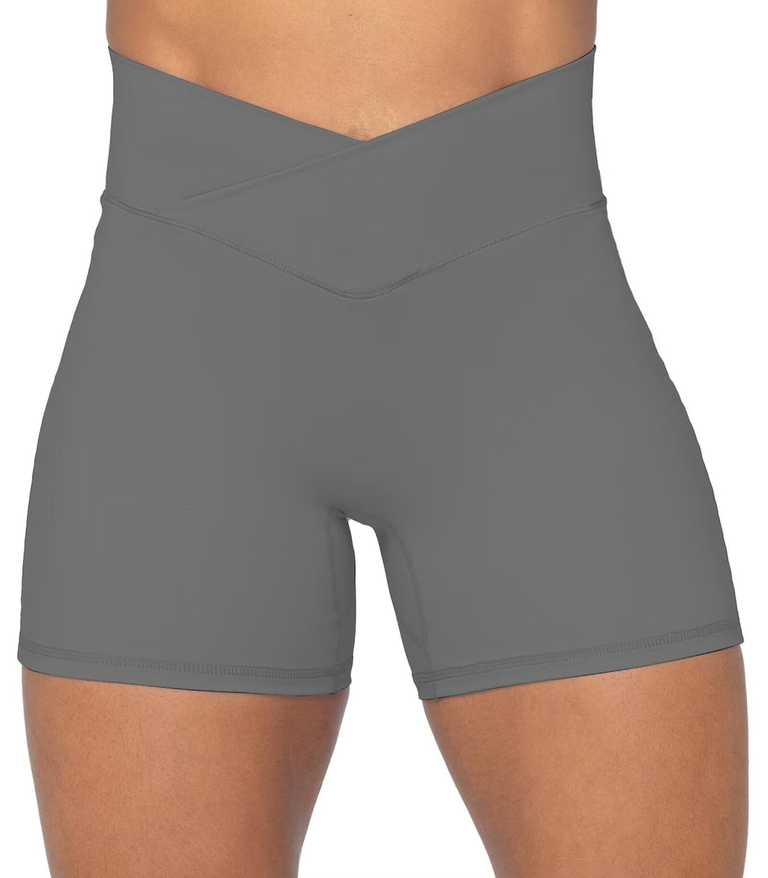 Sunzel Crossover Biker Shorts for Women, No Front Seam V High Waist Yoga Workout Gym Shorts with Tummy Control | 4 Or 6-Inch Inseam, High Waisted, Tummy Control, Crossover Waist, Buttery Soft, No Front Seam, Squat Proof, Compression