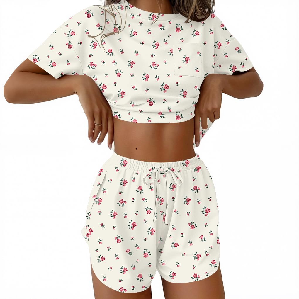 Ekouaer Womens Pajama Sets Sexy Lounge Sets Side Split Short Pj Sets
