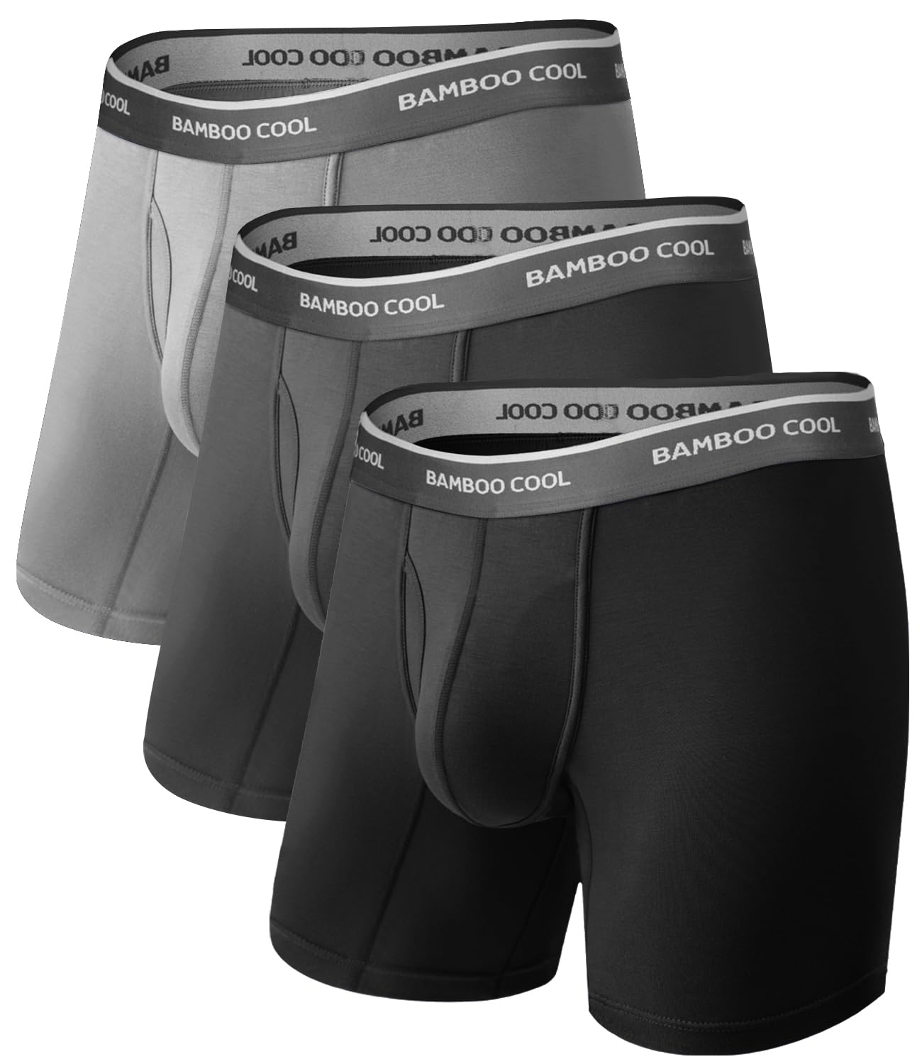 BAMBOO COOL Ultra Soft Mens Underwear Boxer Briefs 6-Pack | Bamboo Fabric‌,No Ride Up,More Breathable Than Cotton