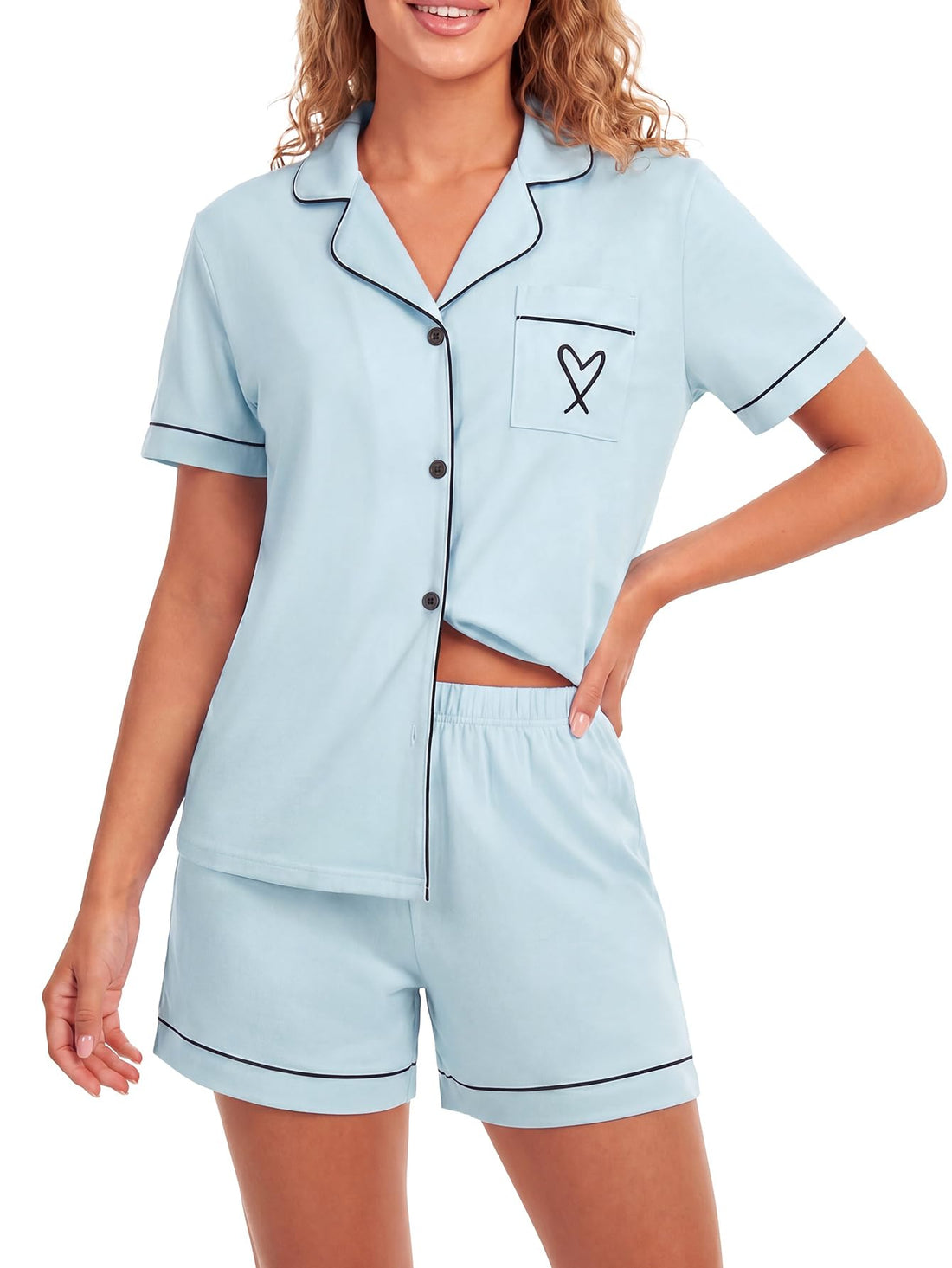 LYANER Women's Heart Print Pajamas Sets