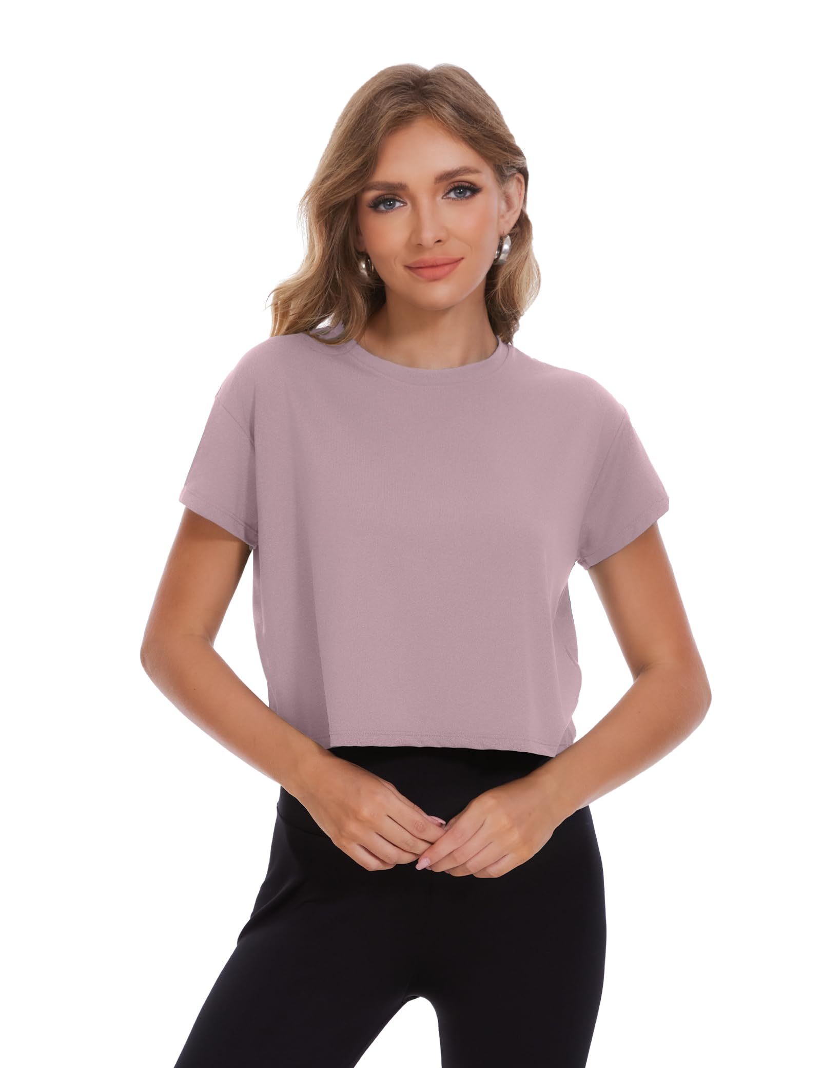 Dalavch 4/6 Pack Women's Crop Top Short Sleeve Athletic Workout Loose Fit | Sports, Exercise, Yoga, Running, Hiking, Gym, Boxy, Baggy, Casual, Tees, Activewear, Cropped, T-Shirts