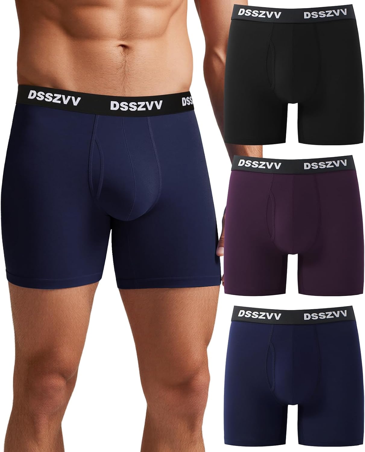 Men's Boxer Briefs Soft Stretch Breathable Underwear for Men 3 Pack Value Comfort No Riding Up