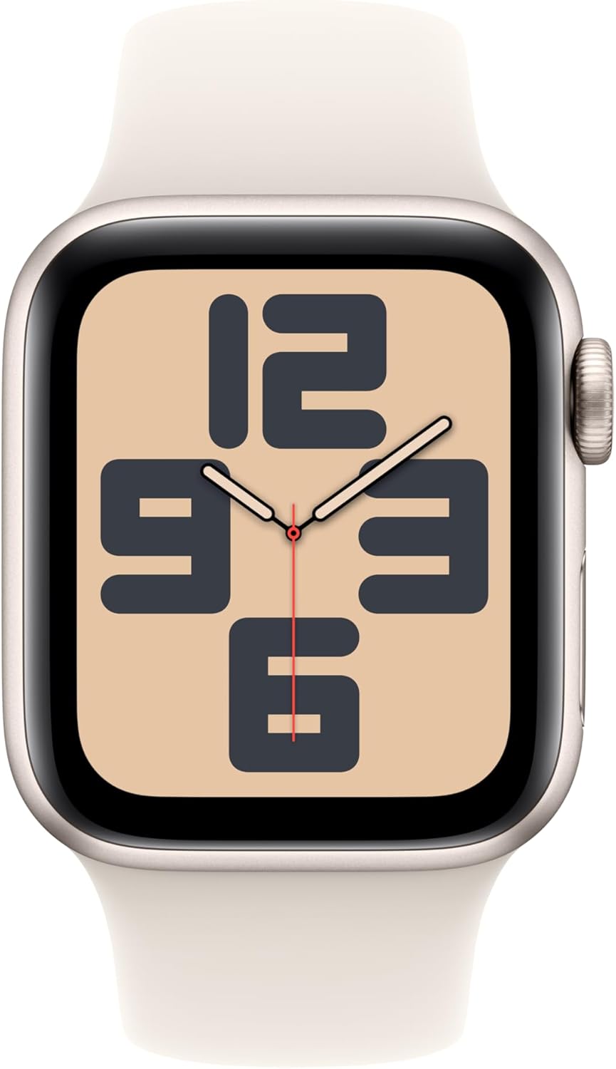 Apple Watch SE (2nd Gen) [GPS 40mm] Smartwatch with Starlight Aluminum Case with Starlight Sport Band S/M. Fitness and Sleep Trackers, Crash Detection, Heart Rate Monitor, Retina Display