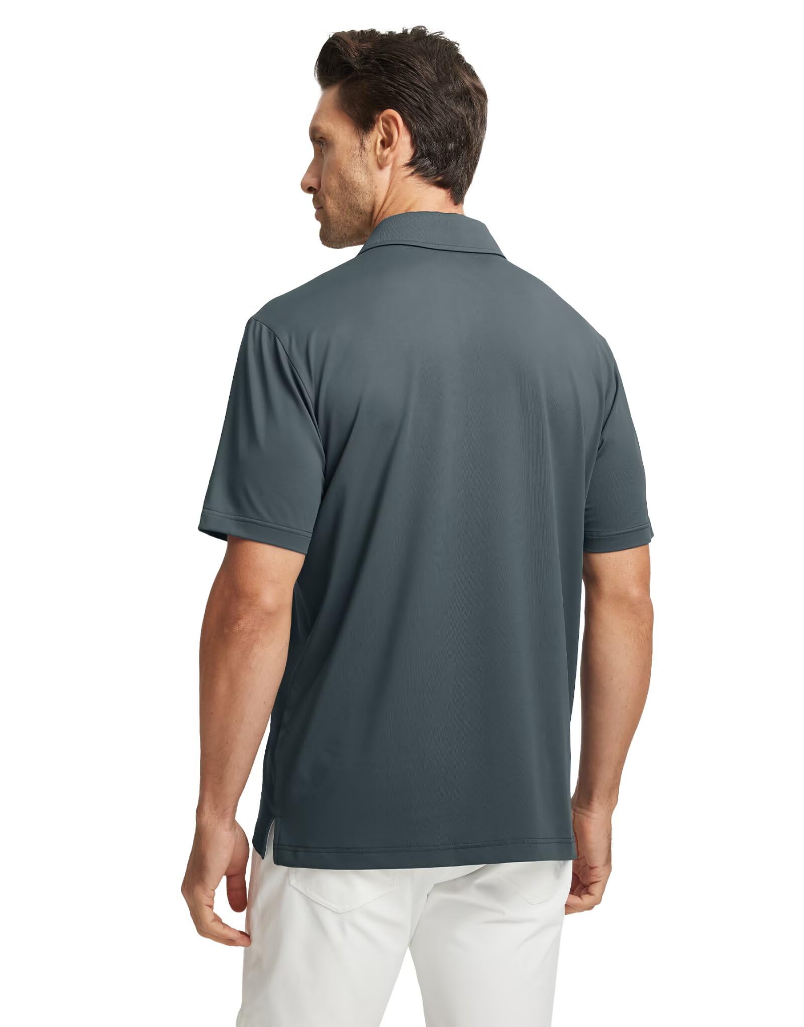 M MAELREG Mens Golf Shirts Short Sleeve Chest Print Stripe Moisture Wicking Dry Fit Casual Collared Mens Polo Shirts