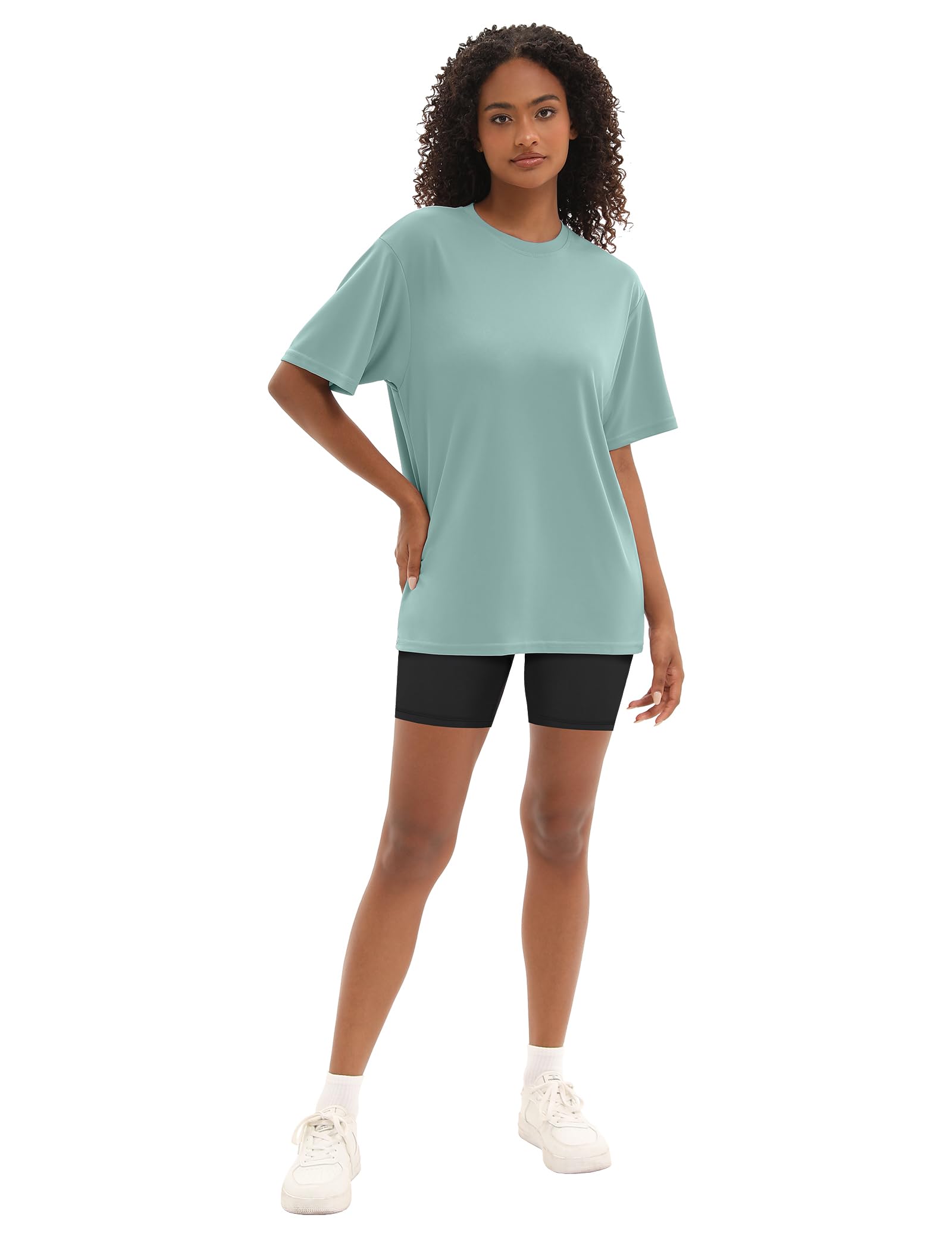 Kinglaman 5 Pack Workout Oversized T Shirts for Women, Short Sleeve Plus Size Baggy Dry Fit Athletic Gym Shirts Tops Tees