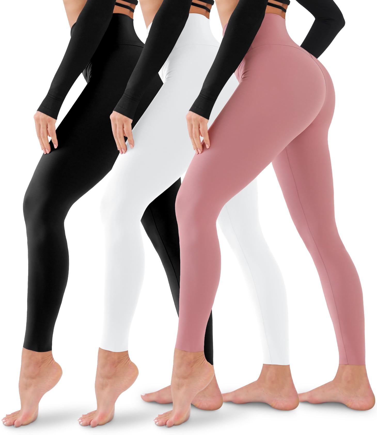 3 Pack Leggings for Women-No See-Through High Waisted Tummy Control Yoga Pants Workout Running Legging