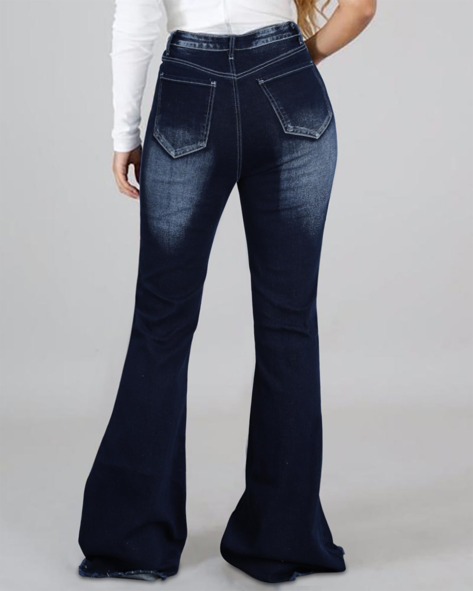 PEIHOT Vintage Bell Bottoms Flare Jeans for Women 90s High Waist Ripped Distressed Wide Leg High Rise Denim Pants