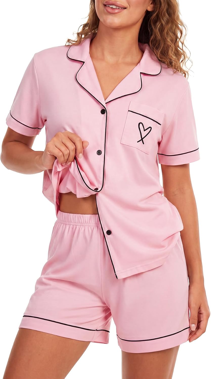 LYANER Women's Heart Print Pajamas Sets