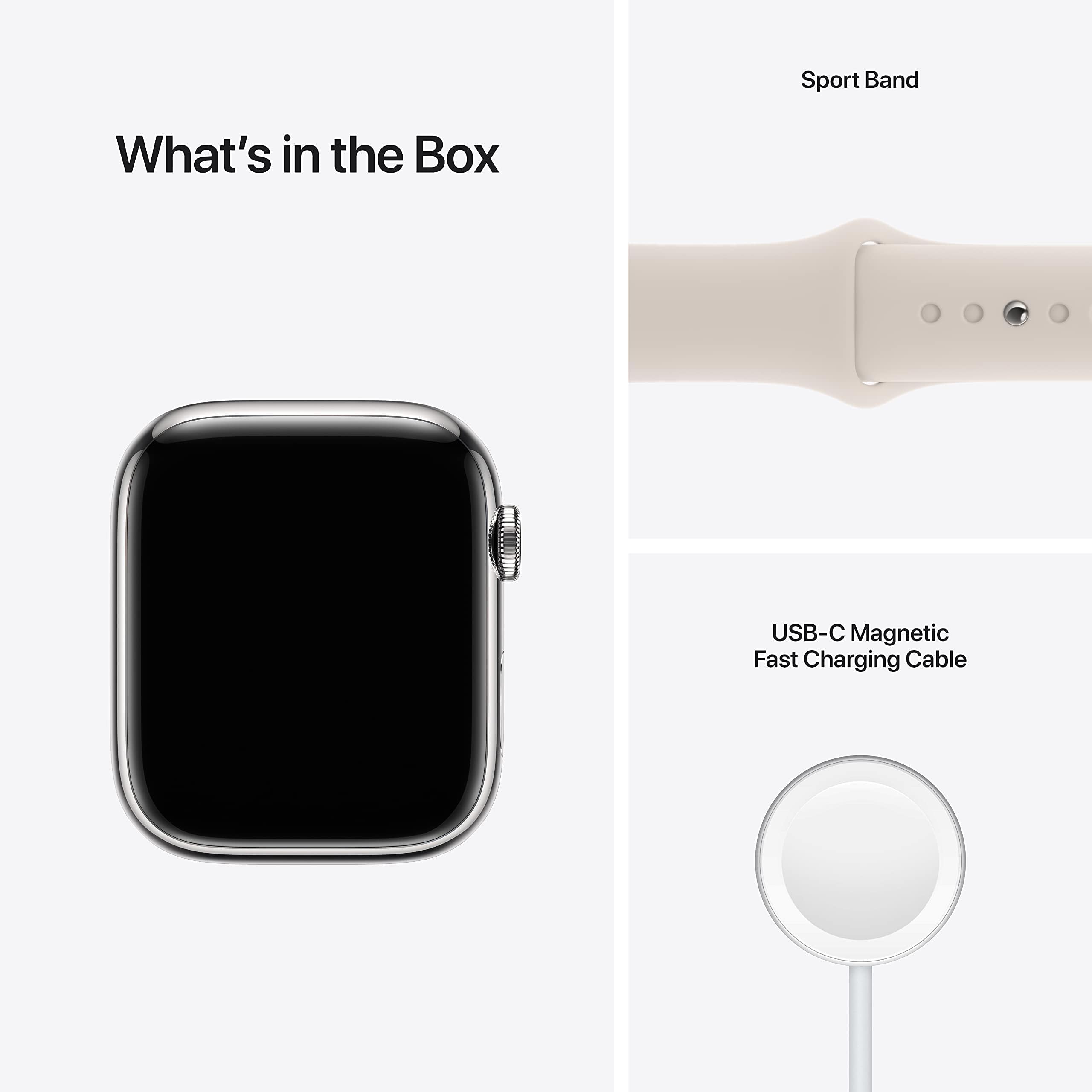 Apple Watch Series 7 (GPS, 41mm) Starlight Aluminum Case with Starlight Sport Band, Regular (Renewed)