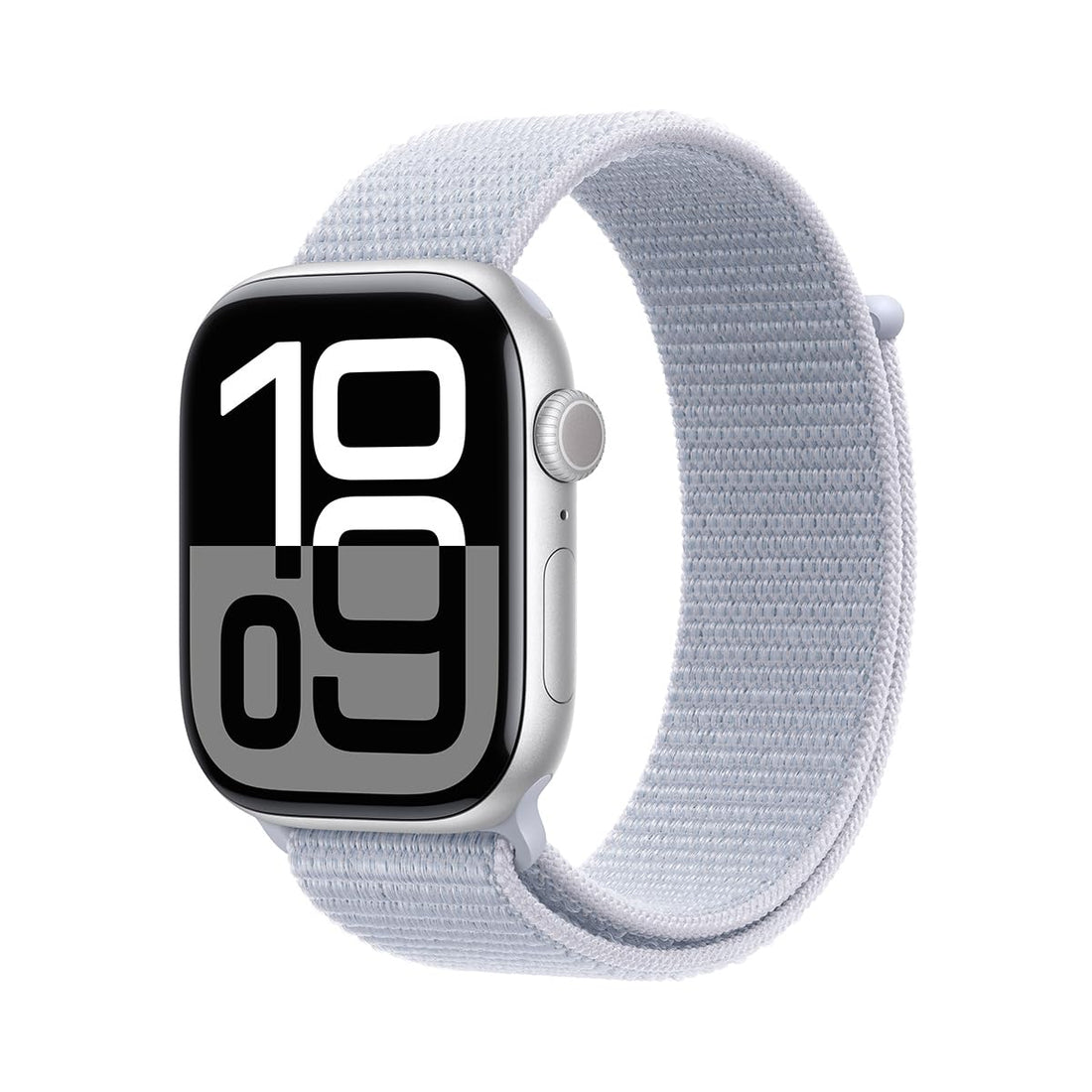 Apple Watch Series 10 [GPS 42mm case] Smartwatch with Silver Aluminum Case with Blue Cloud Sport Loop. Fitness Tracker, ECG App, Always-On Retina Display, Carbon Neutral