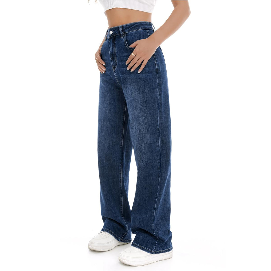 Women's Wide Leg Jeans High Waisted Baggy Straight Leg Loose Stretchy Casual Denim Pants