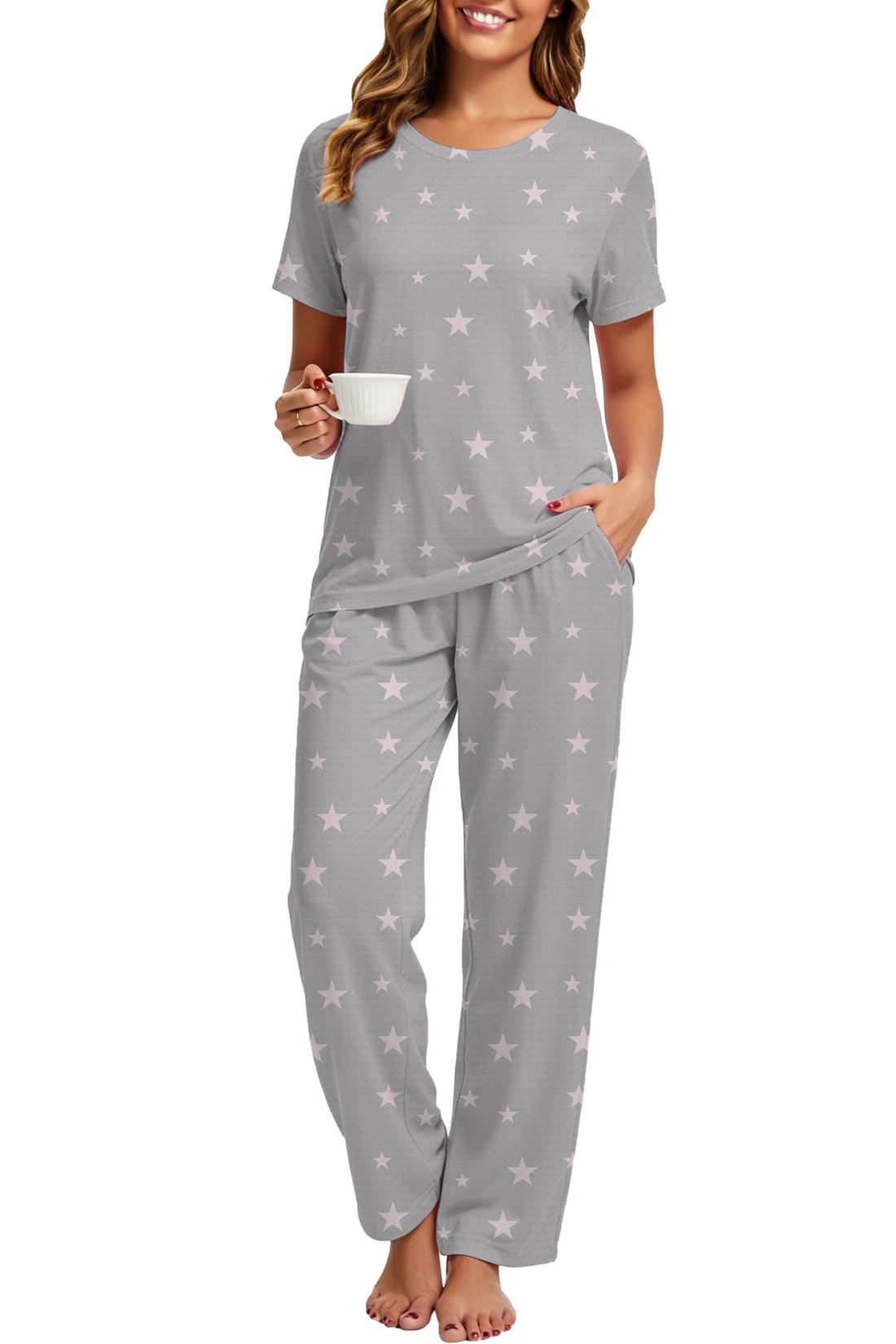2 Piece Pjs Set For Womens Pajamas Lounge Set Long Sleeve Joggers Pants Sleepwear with Pockets