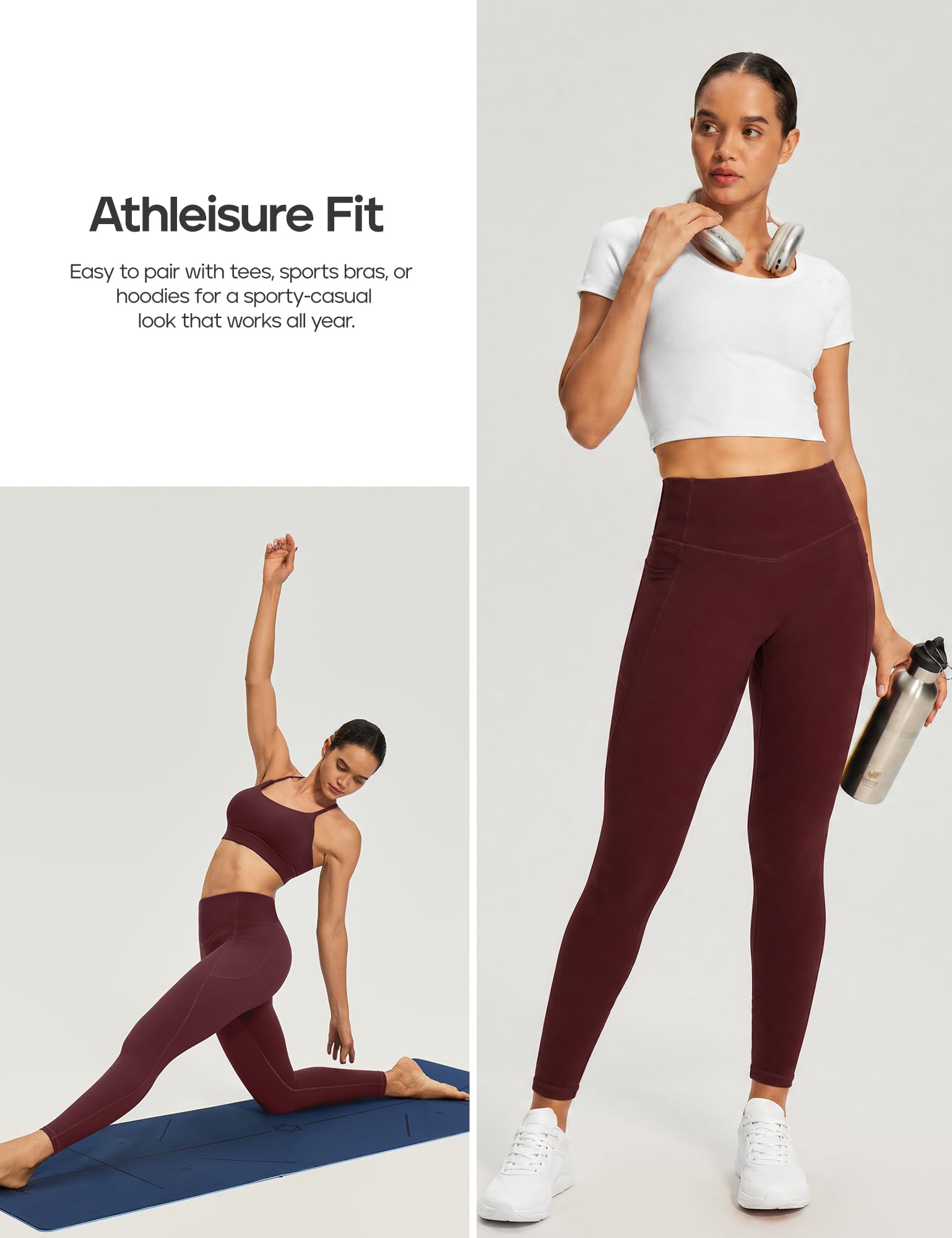 Heathyoga Scrunch Butt Lifting Leggings with Pockets for Women Yoga Pants | 2 Side Pockets, 25 Inches, Buttery Soft Fabric, Non See-through, No Front Seam, Mid Compression, Pilates Outfits, Workout
