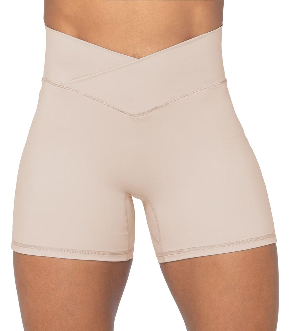 Sunzel Crossover Biker Shorts for Women, No Front Seam V High Waist Yoga Workout Gym Shorts with Tummy Control | 4 Or 6-Inch Inseam, High Waisted, Tummy Control, Crossover Waist, Buttery Soft, No Front Seam, Squat Proof, Compression