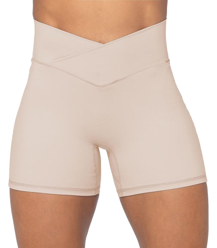 Sunzel Crossover Biker Shorts for Women, No Front Seam V High Waist Yoga Workout Gym Shorts with Tummy Control | 4 Or 6-Inch Inseam, High Waisted, Tummy Control, Crossover Waist, Buttery Soft, No Front Seam, Squat Proof, Compression