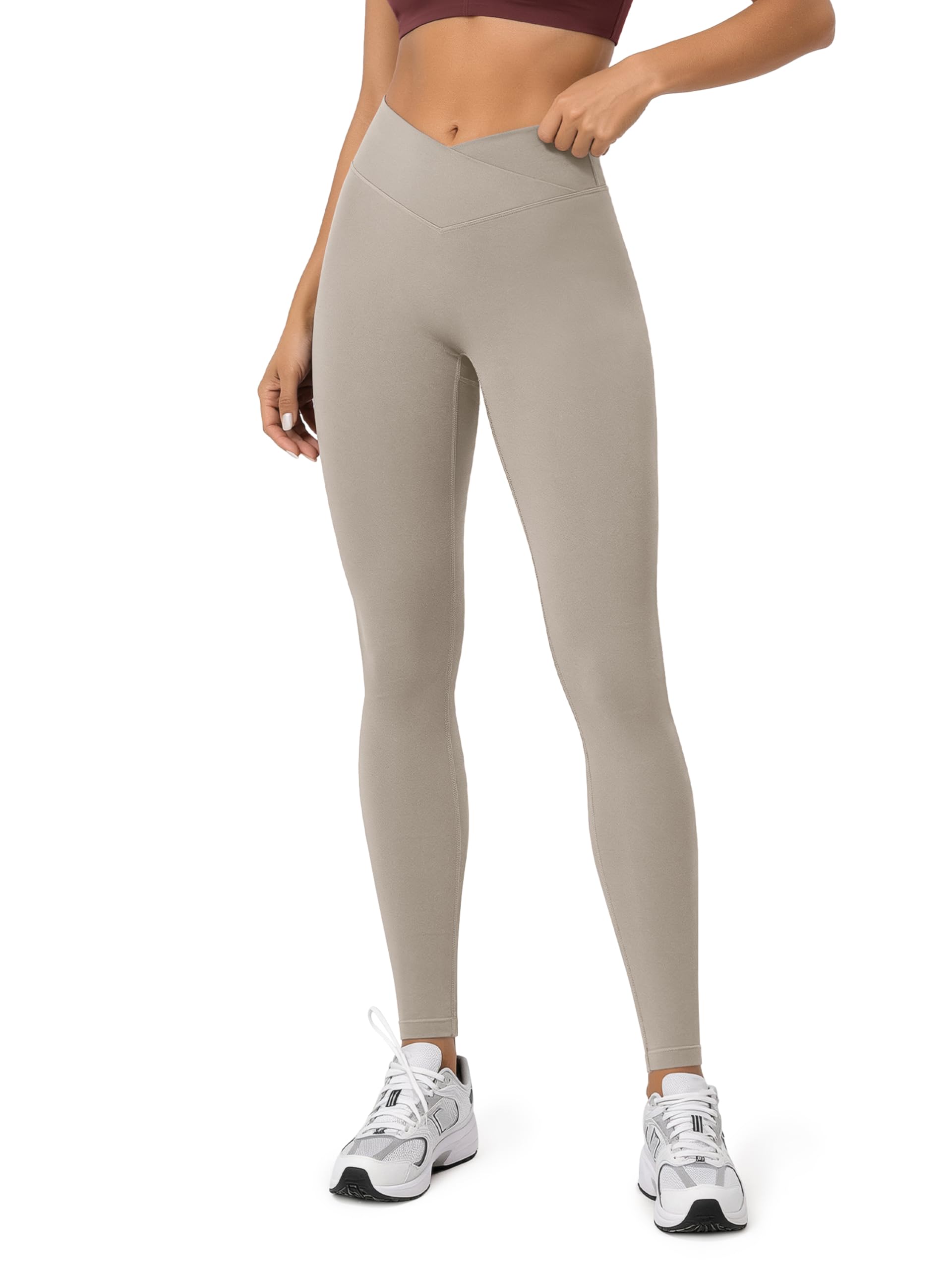ODODOS Hidden Scrunch Butt Lifting Crossover Leggings for Women - 25" / 27" / 29" No Front Seam High Waist Yoga Pants