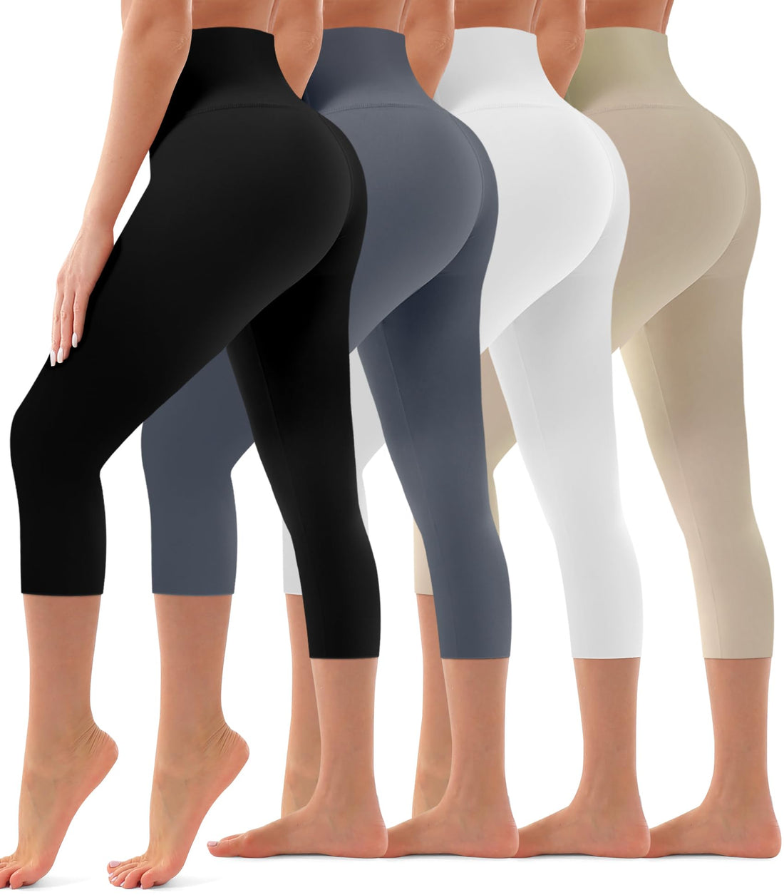 4 Pack Leggings for Women Butt Lift High Waisted Tummy Control No See-Through Yoga Pants Workout Running Leggings