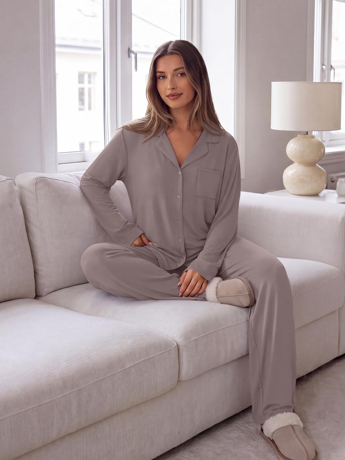 Trendy Queen Women Pajamas Set Sleepwear Fall 2 Piece Soft Lounge Pjs