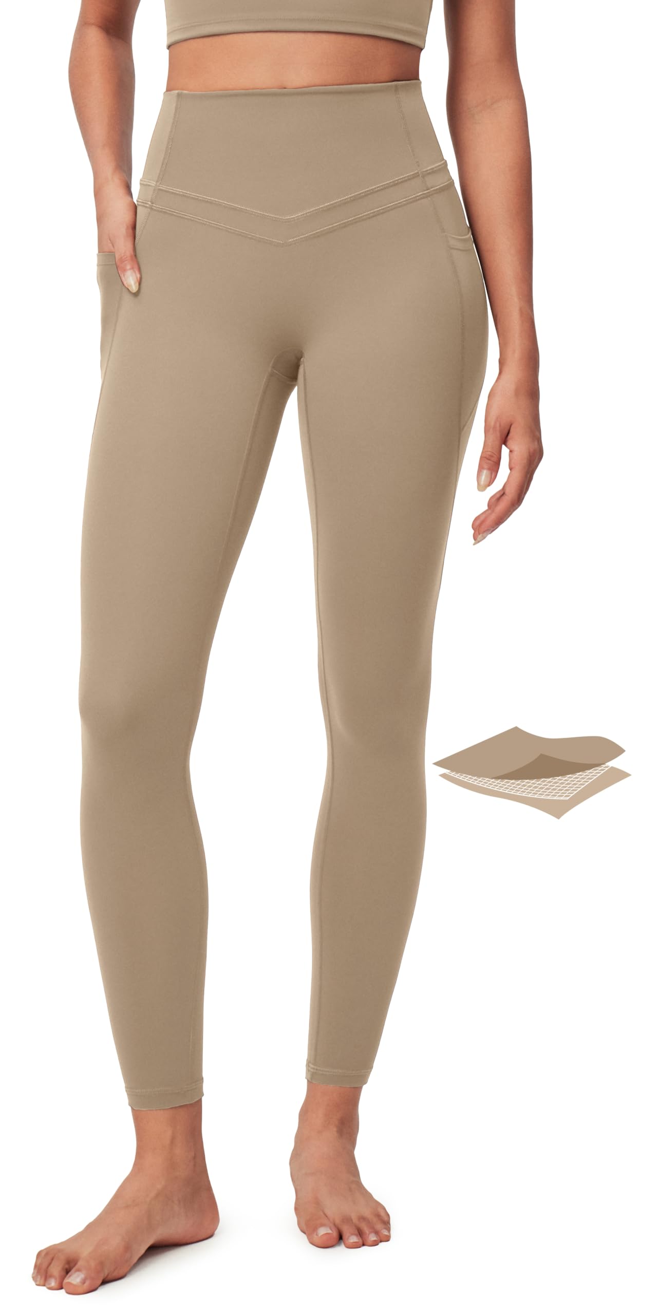 IUGA Compression Leggings with Pockets for Women Tummy Control Leggings No Front Seam Workout High Waist Yoga Pants