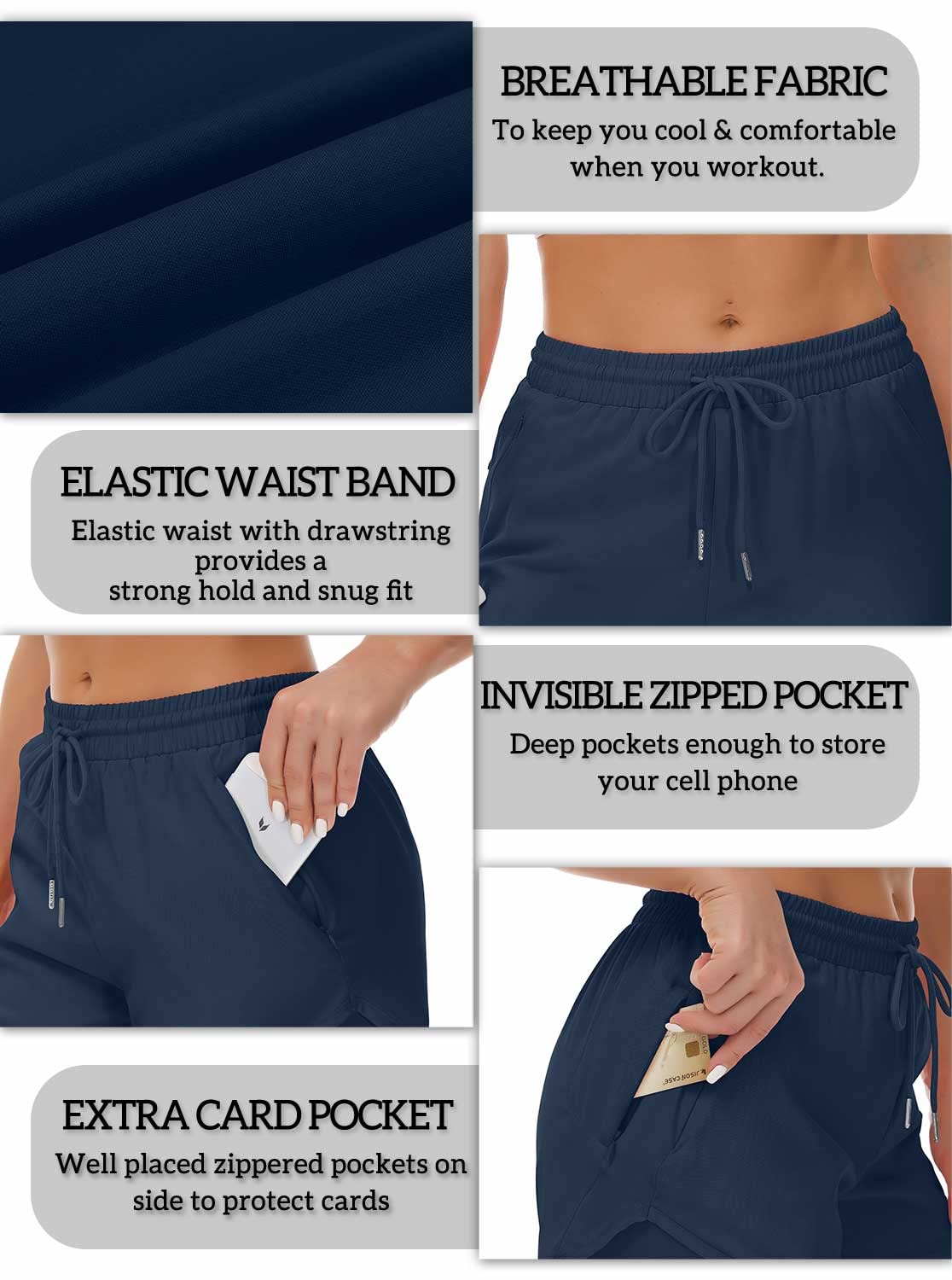Mancreda Women's Running Shorts with Liner 3 Zipper Pockets Elastic Workout Athletic Gym Yoga Shorts